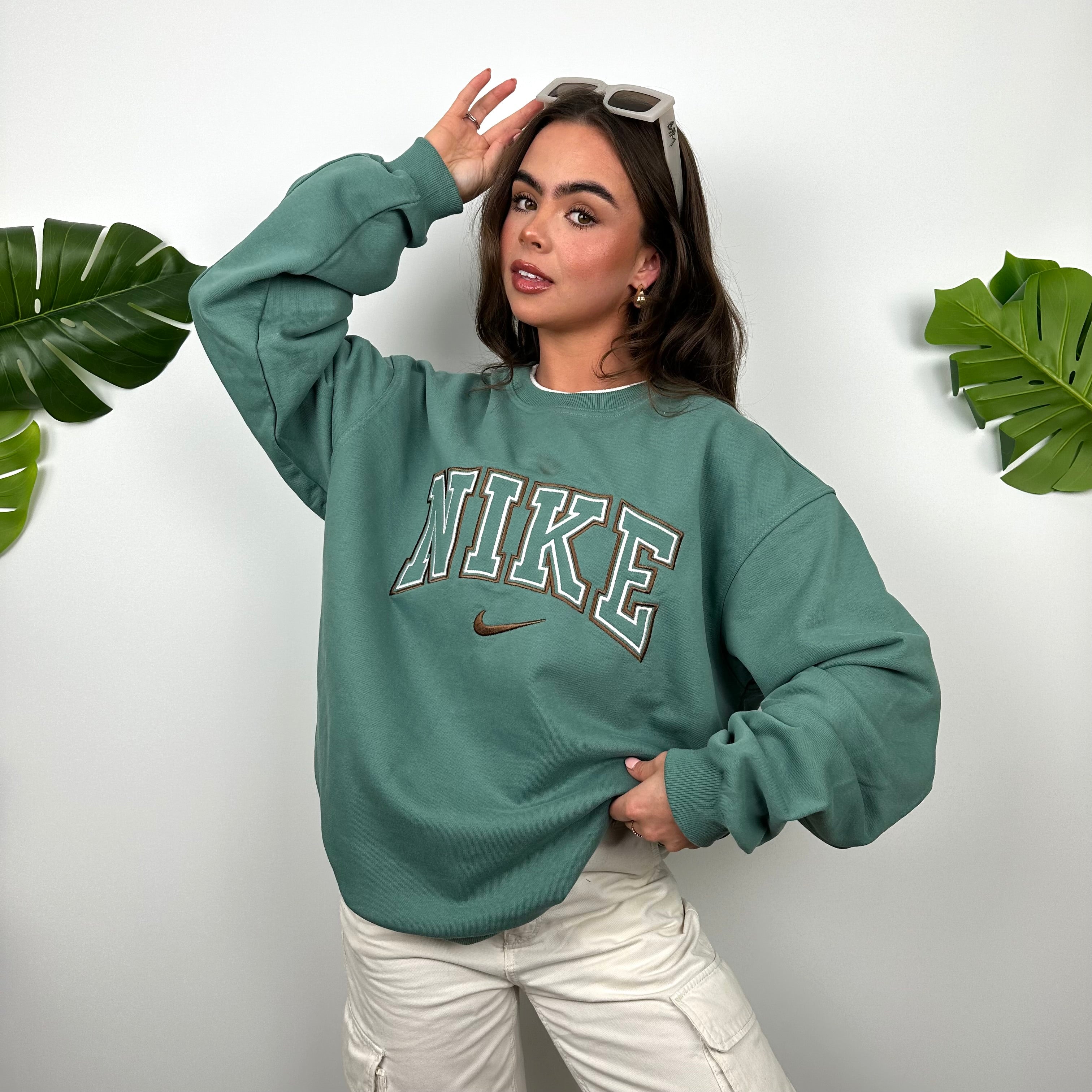 Nike Green Embroidered Spell Out Sweatshirt (L)