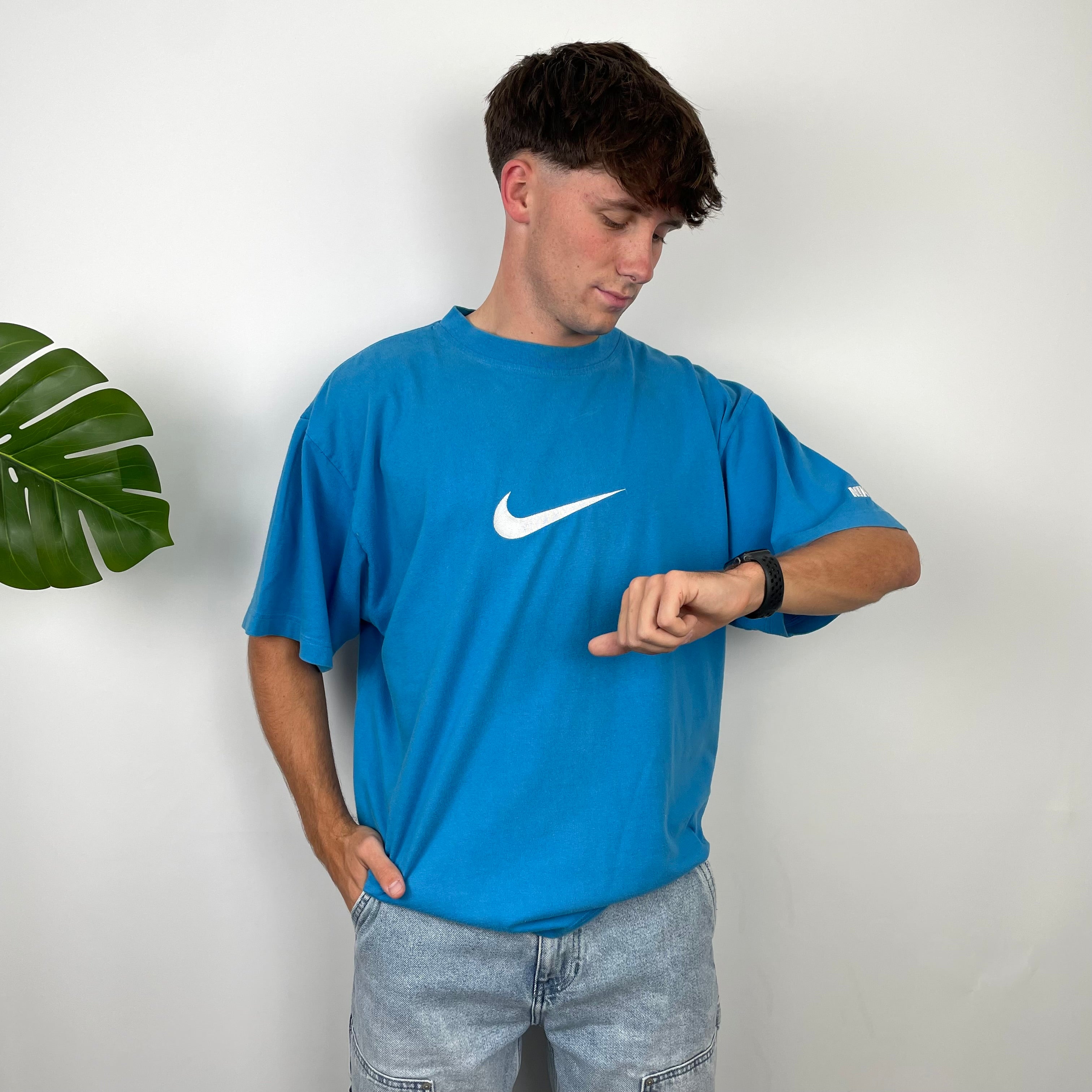 Nike Blue Embroidered Spell Out T Shirt (L)