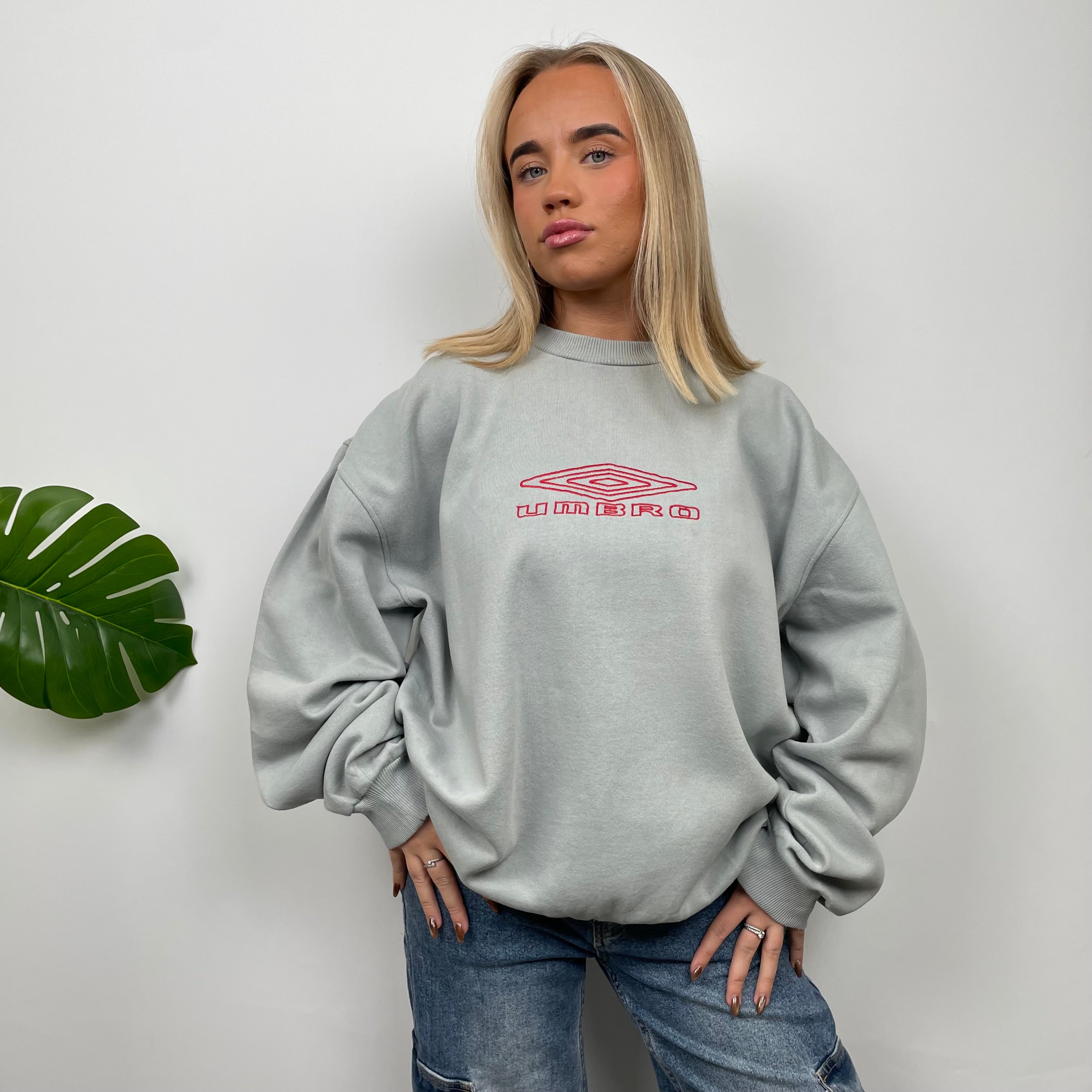 Umbro Grey Embroidered Spell Out Sweatshirt (L)