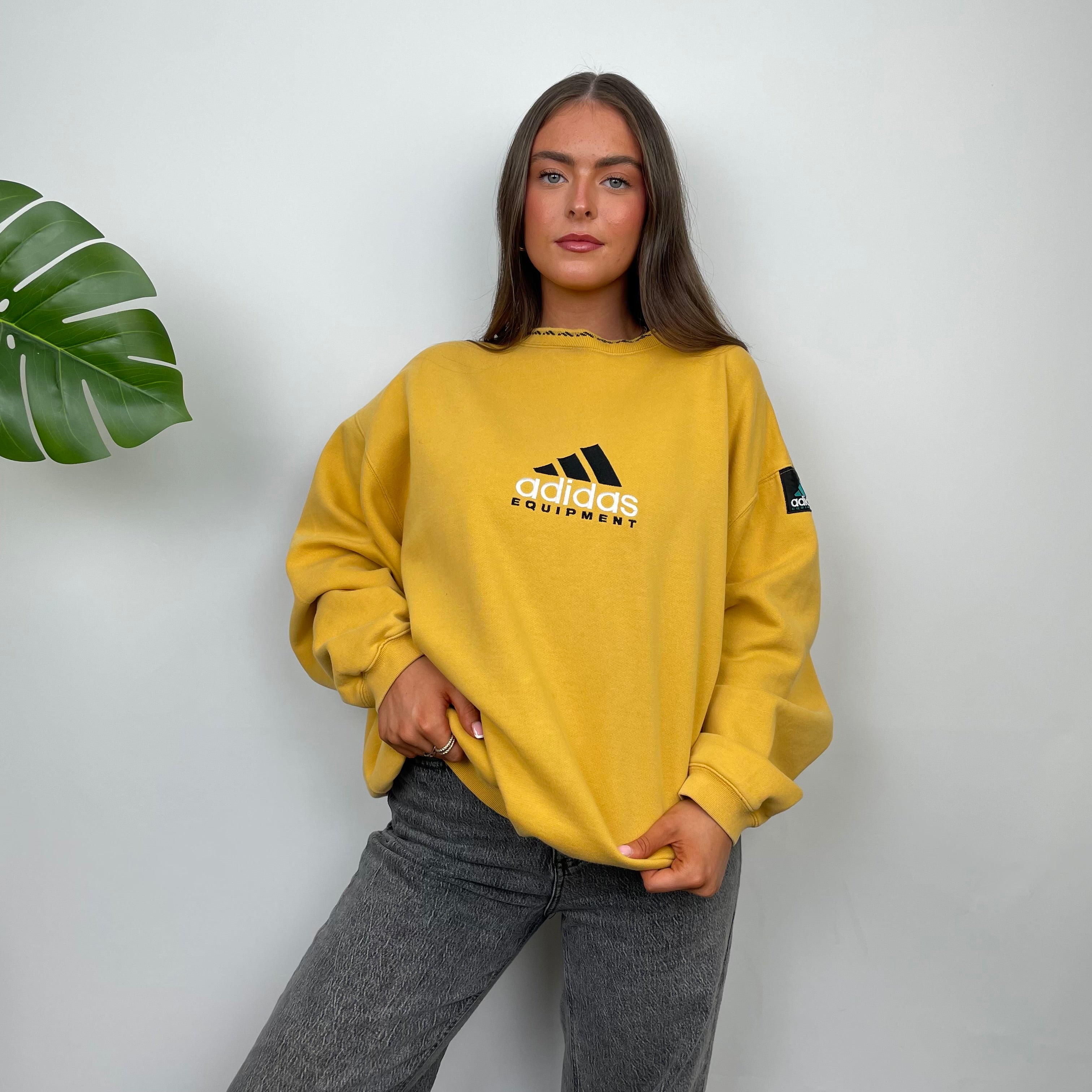 Adidas Equipment Yellow Embroidered Spell Out Sweatshirt (M)