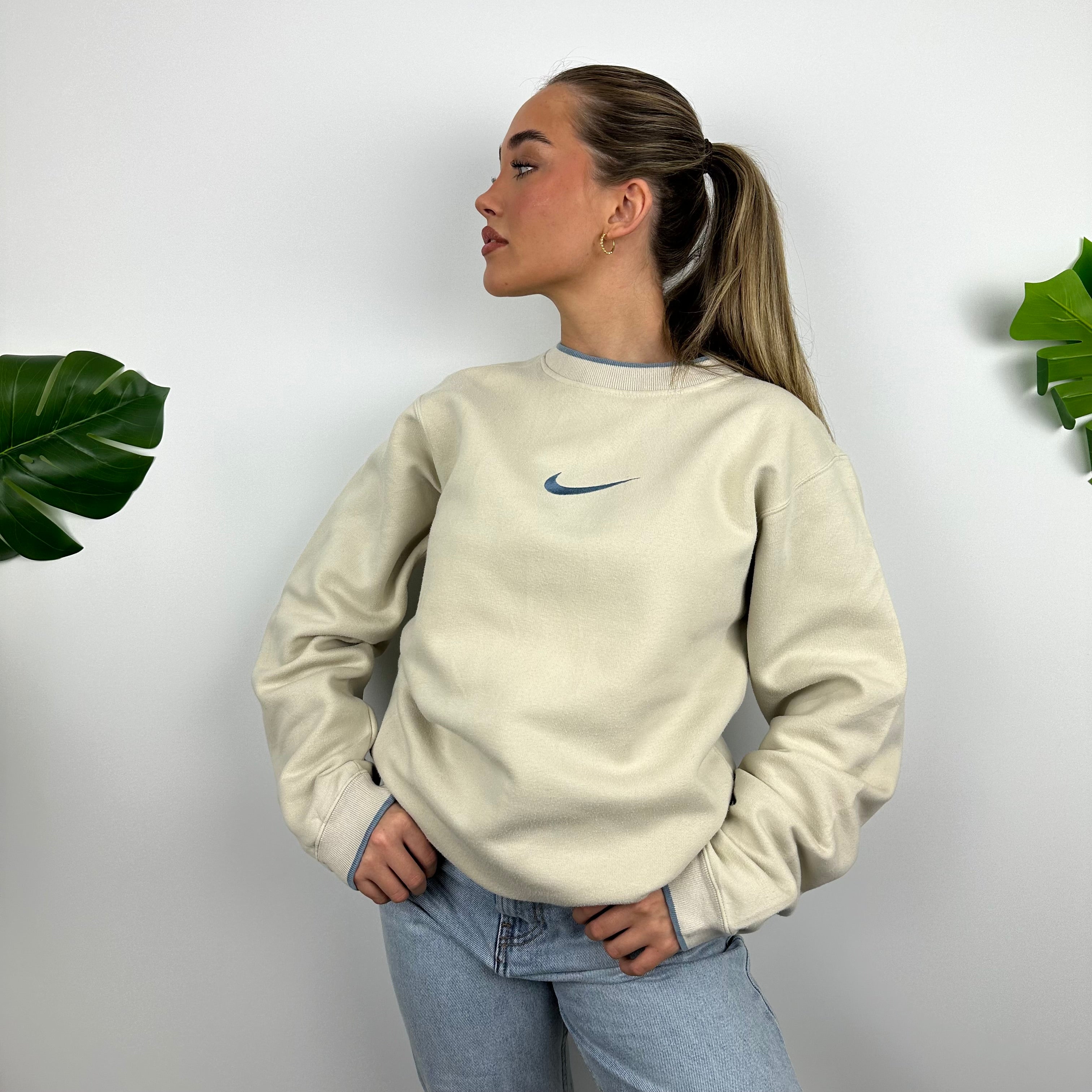 Nike RARE Cream Embroidered Swoosh Sweatshirt (M)