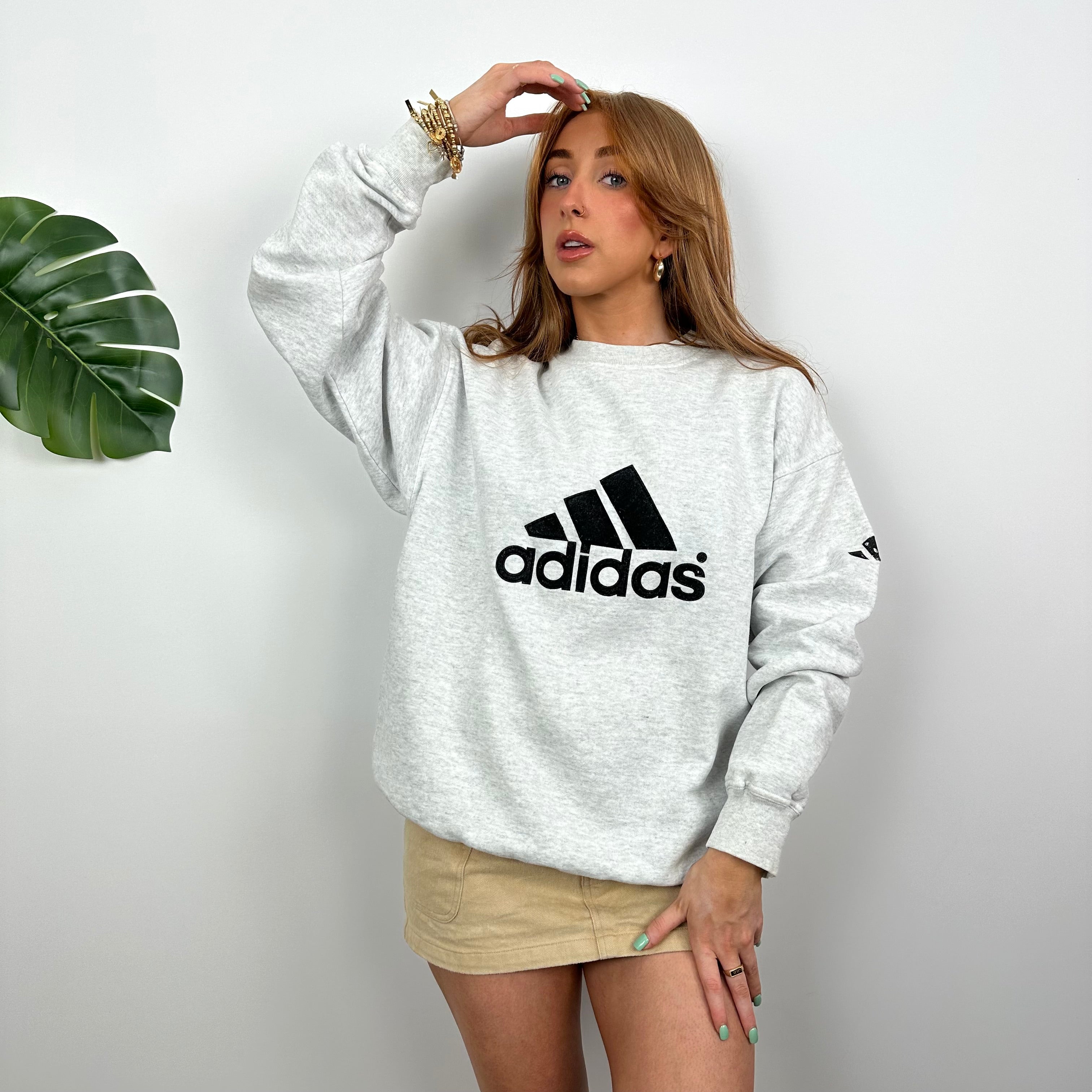 Adidas Grey Embroidered Spell Out Sweatshirt (L)