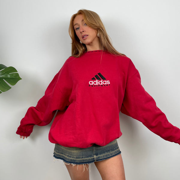 Adidas Equipment RARE Red Embroidered Spell Out Sweatshirt (L)