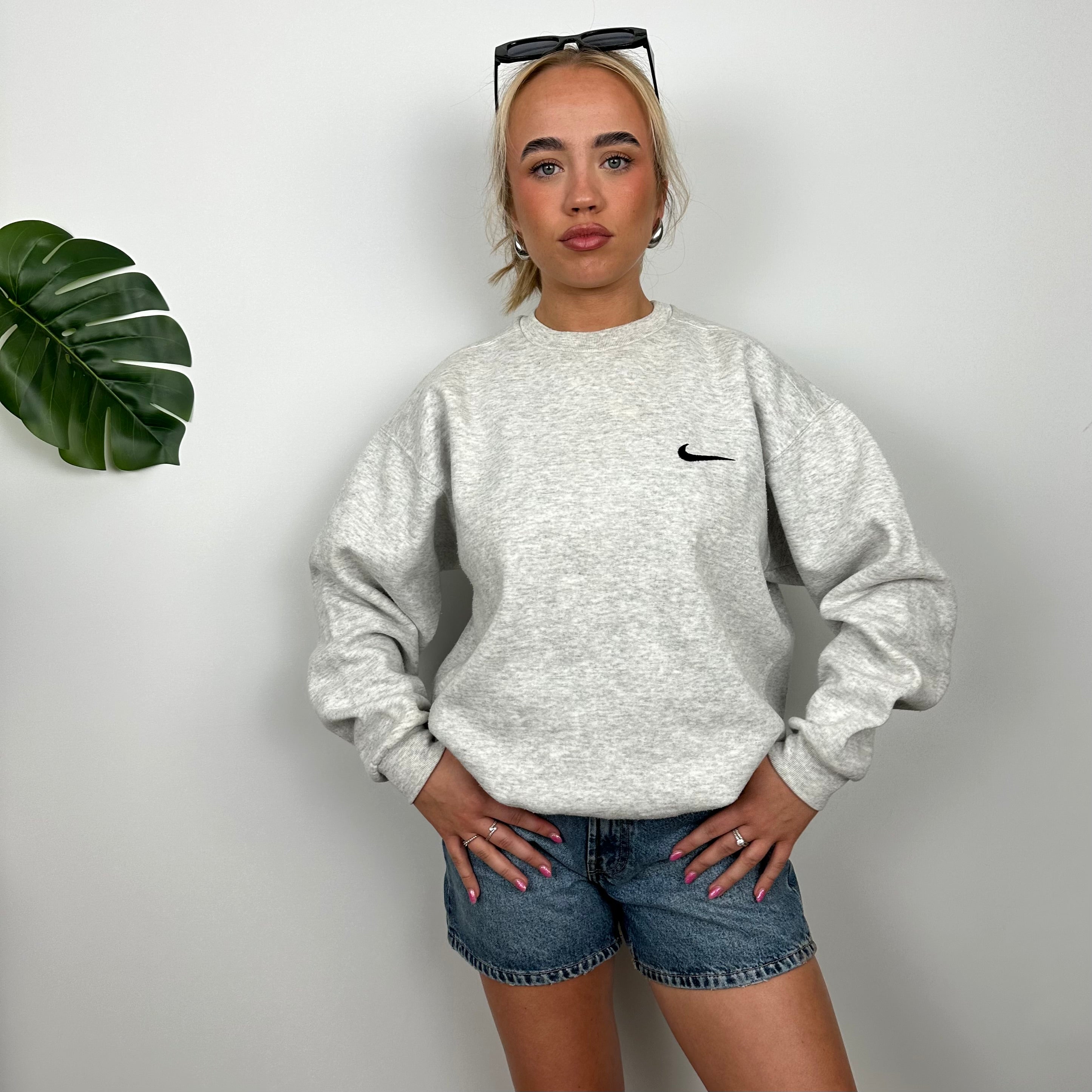 Nike Grey Embroidered Swoosh Sweatshirt (M)