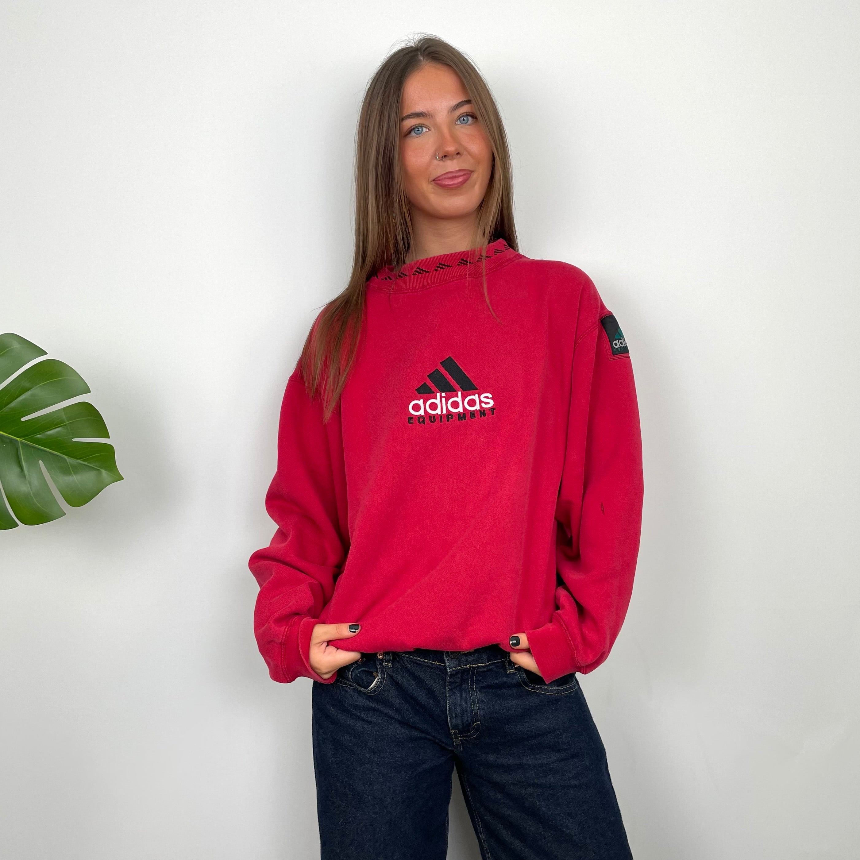 Adidas Equipment RARE Red Embroidered Spell Out Sweatshirt (M)