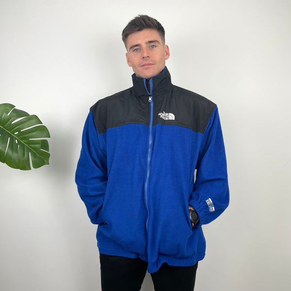 North Face Blue Denali Teddy Bear Fleece Zip Up Jacket (XL)