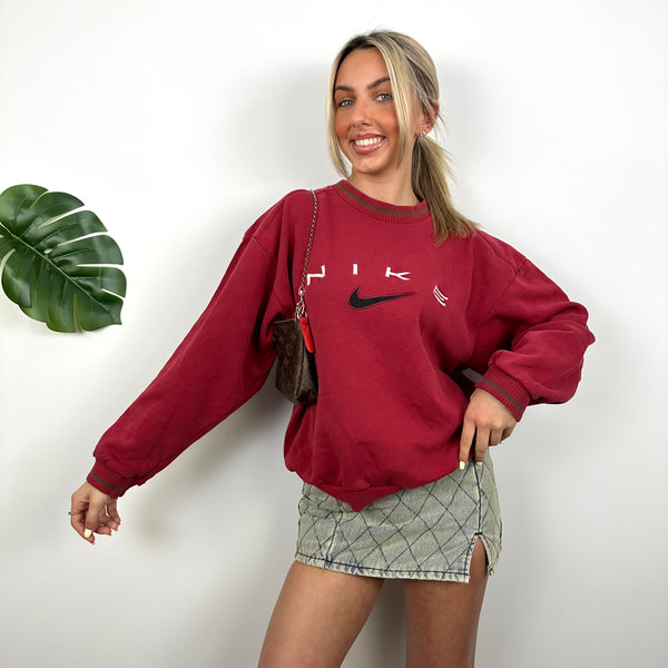 Nike Red Embroidered Spell Out Sweatshirt (M)