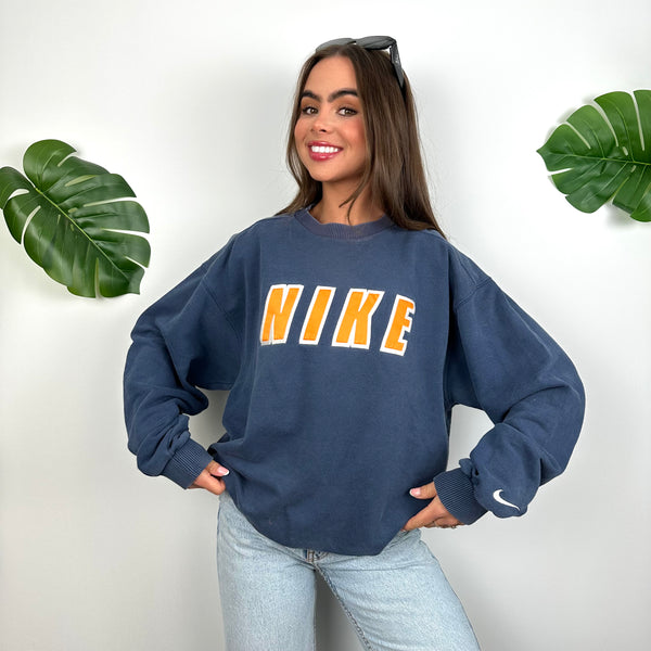 Nike Navy Embroidered Spell Out Sweatshirt (M)