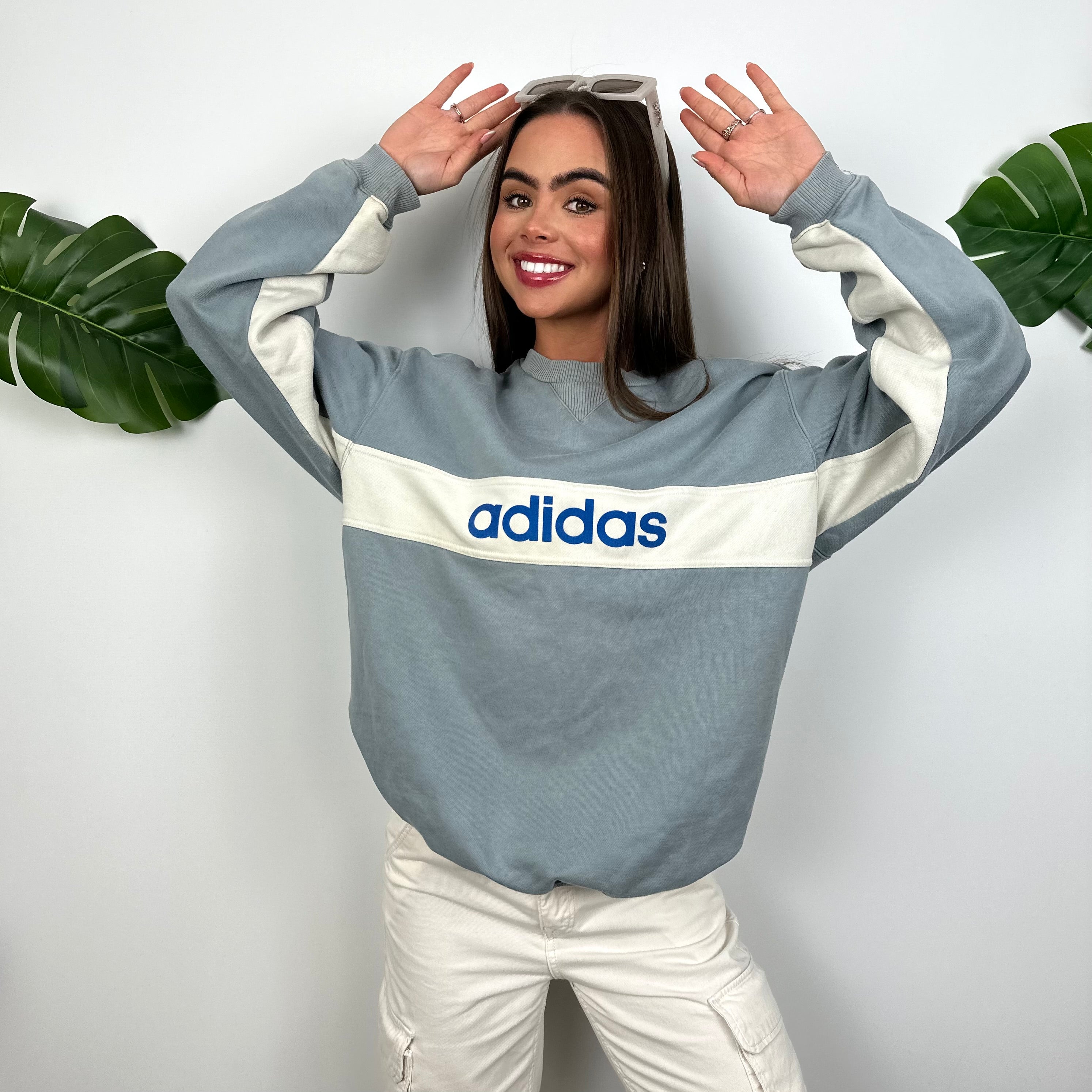 Adidas Dusty Blue Spell Out Sweatshirt (L)