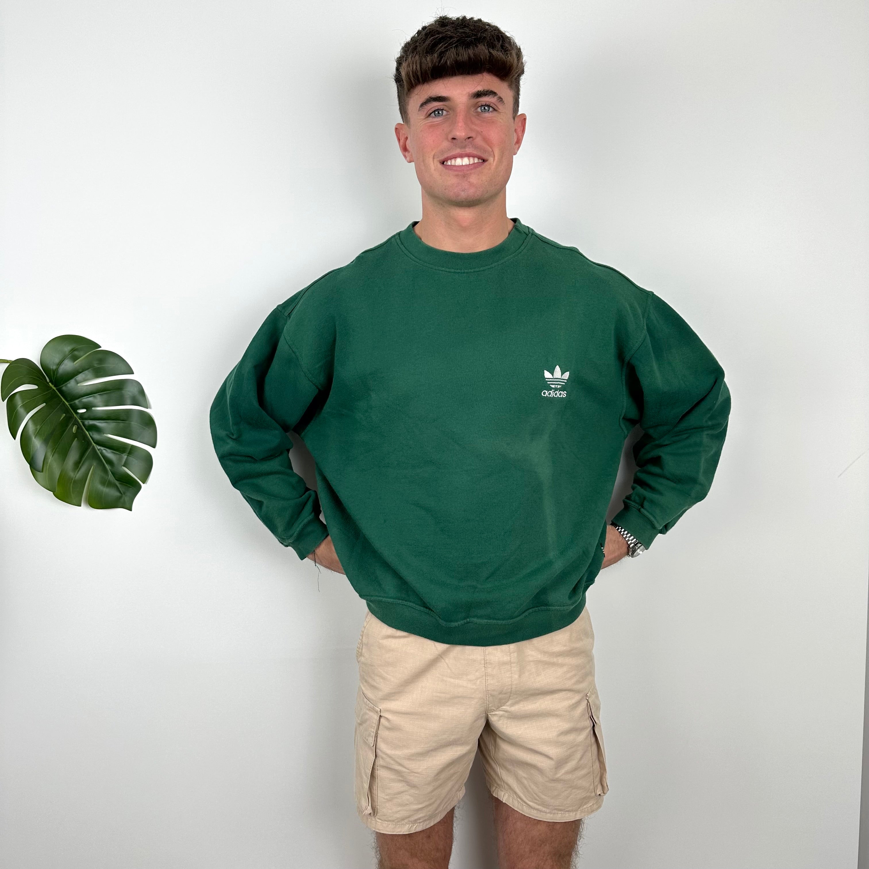 Adidas Green Embroidered Spell Out Sweatshirt (M)