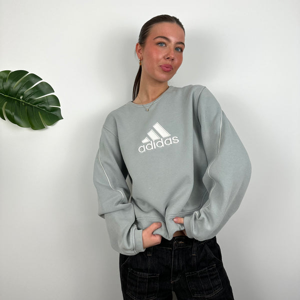 Adidas Baby Blue Embroidered Spell Out Sweatshirt (L)