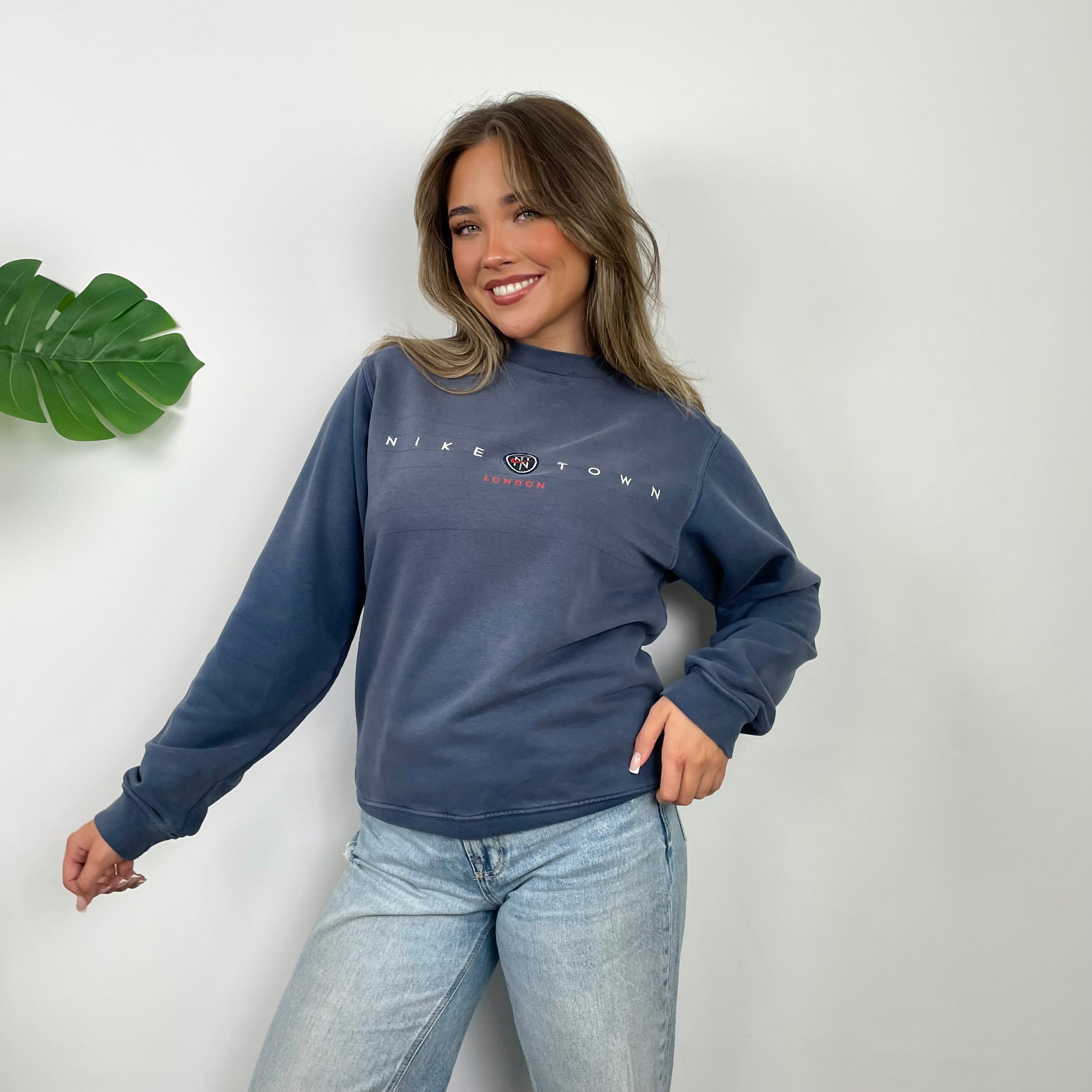 Nike Town London Blue Embroidered Spell Out Sweatshirt (S)