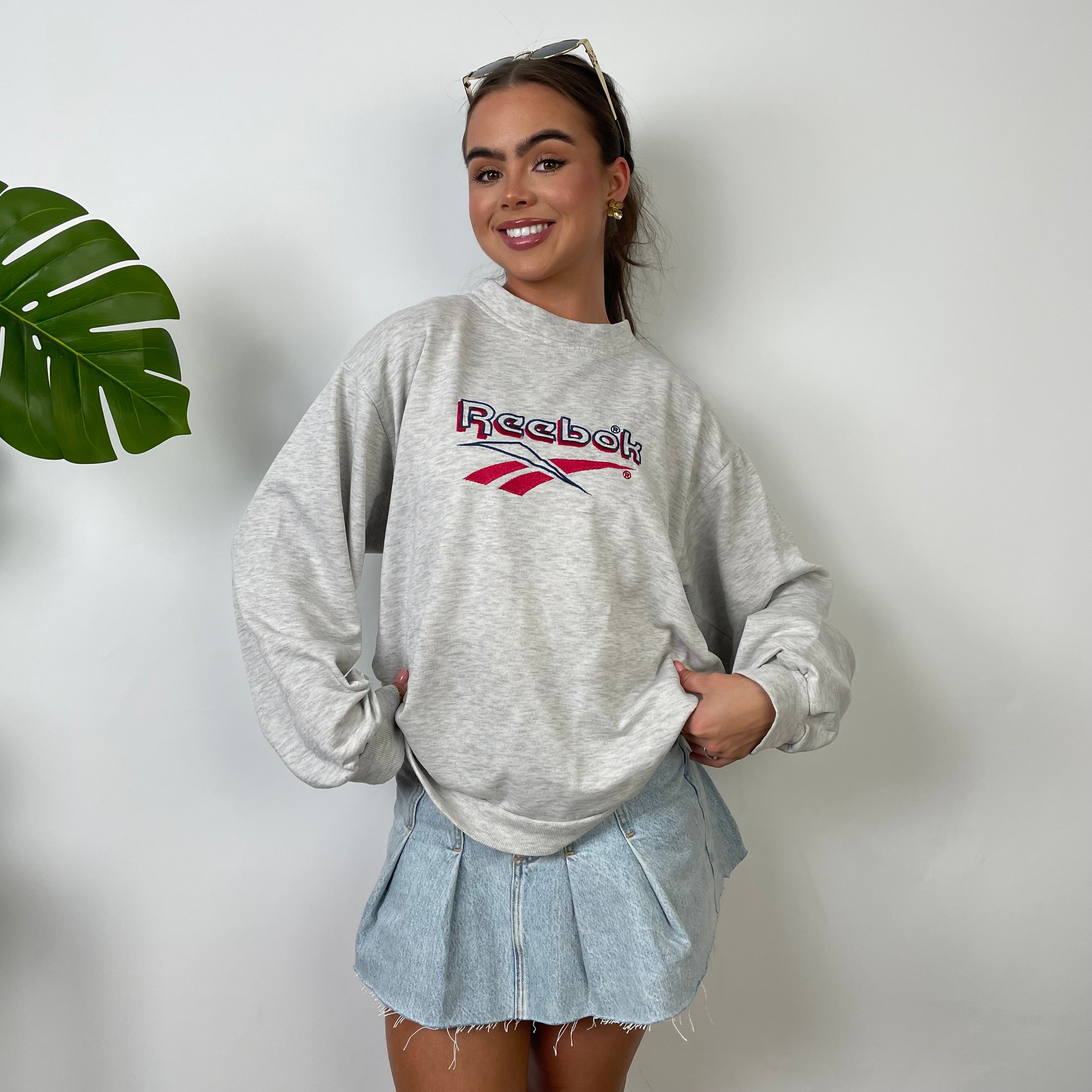 Reebok Grey Embroidered Spell Out Sweatshirt (S)