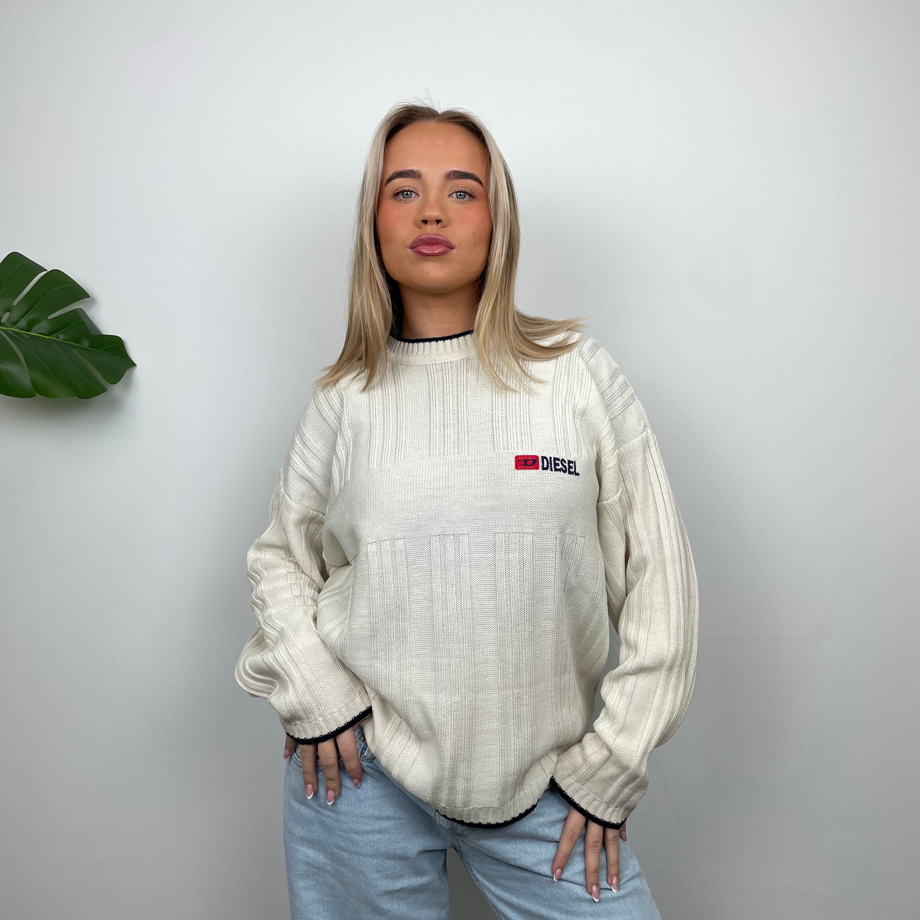 Diesel Cream Spell Out Knitted Sweater (M)