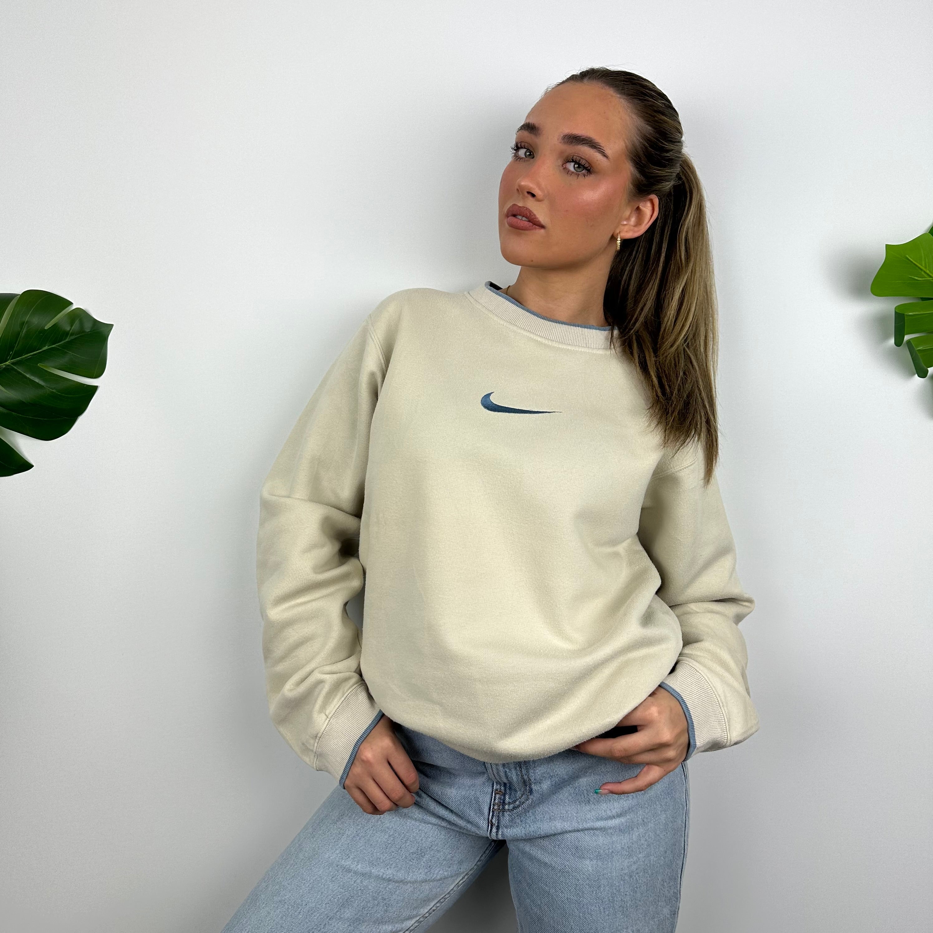 Nike RARE Cream Embroidered Swoosh Sweatshirt (M)