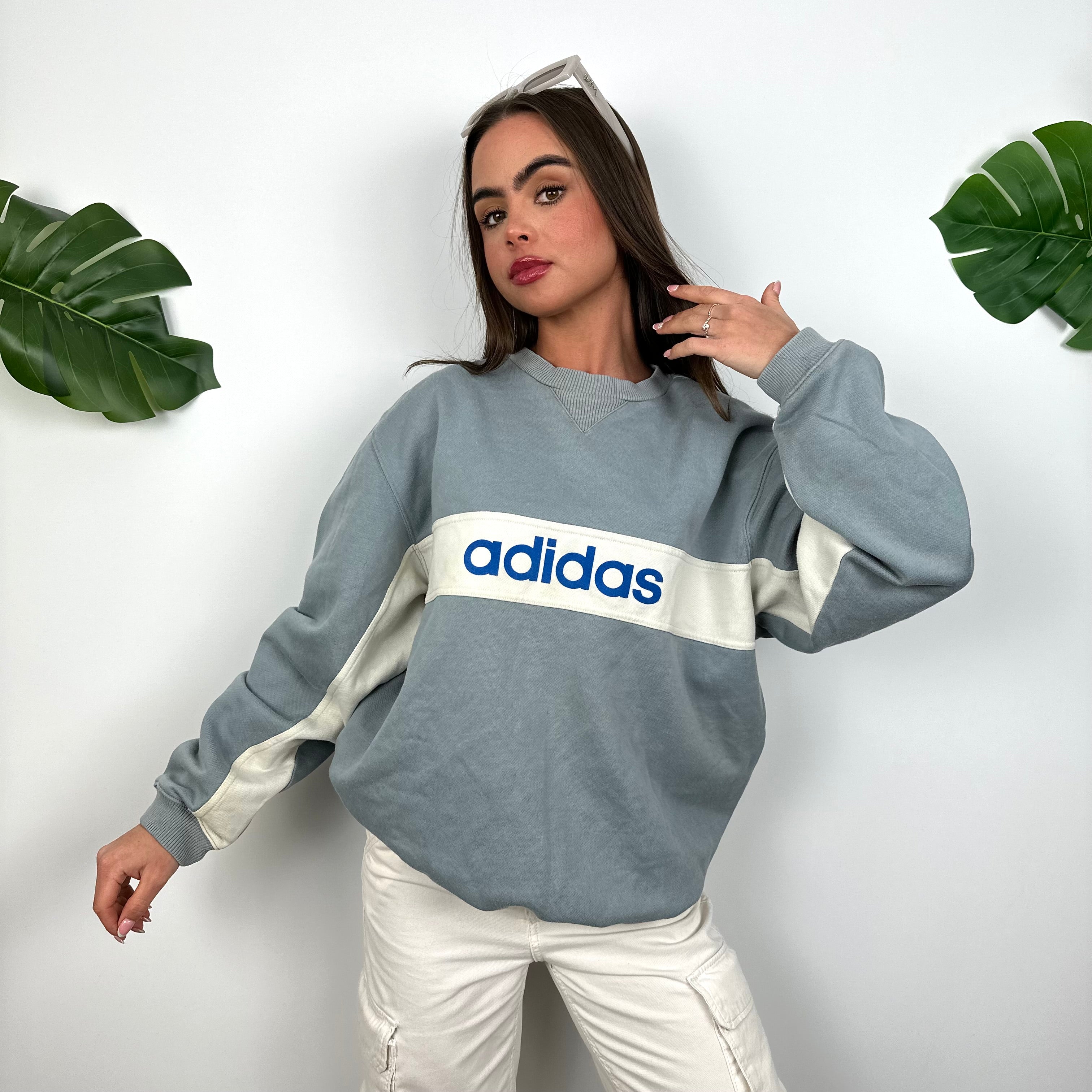 Adidas Dusty Blue Spell Out Sweatshirt (L)