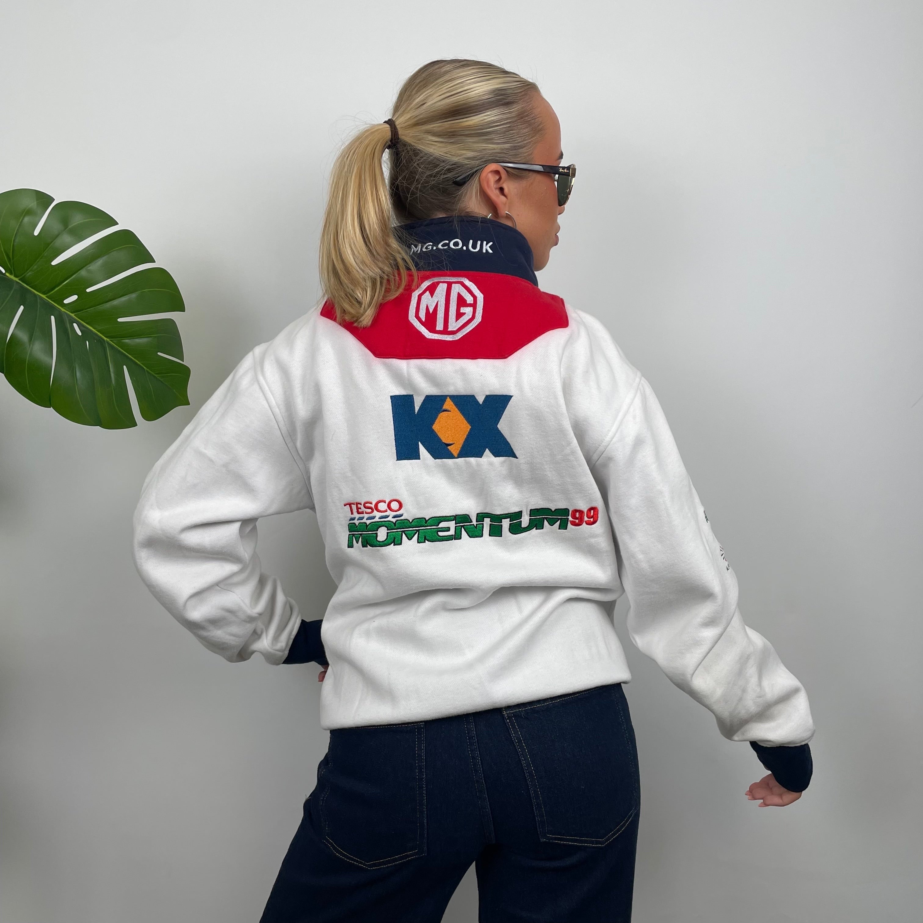 MG Racing White Embroidered Spell Out Zip Up Jacket (L)