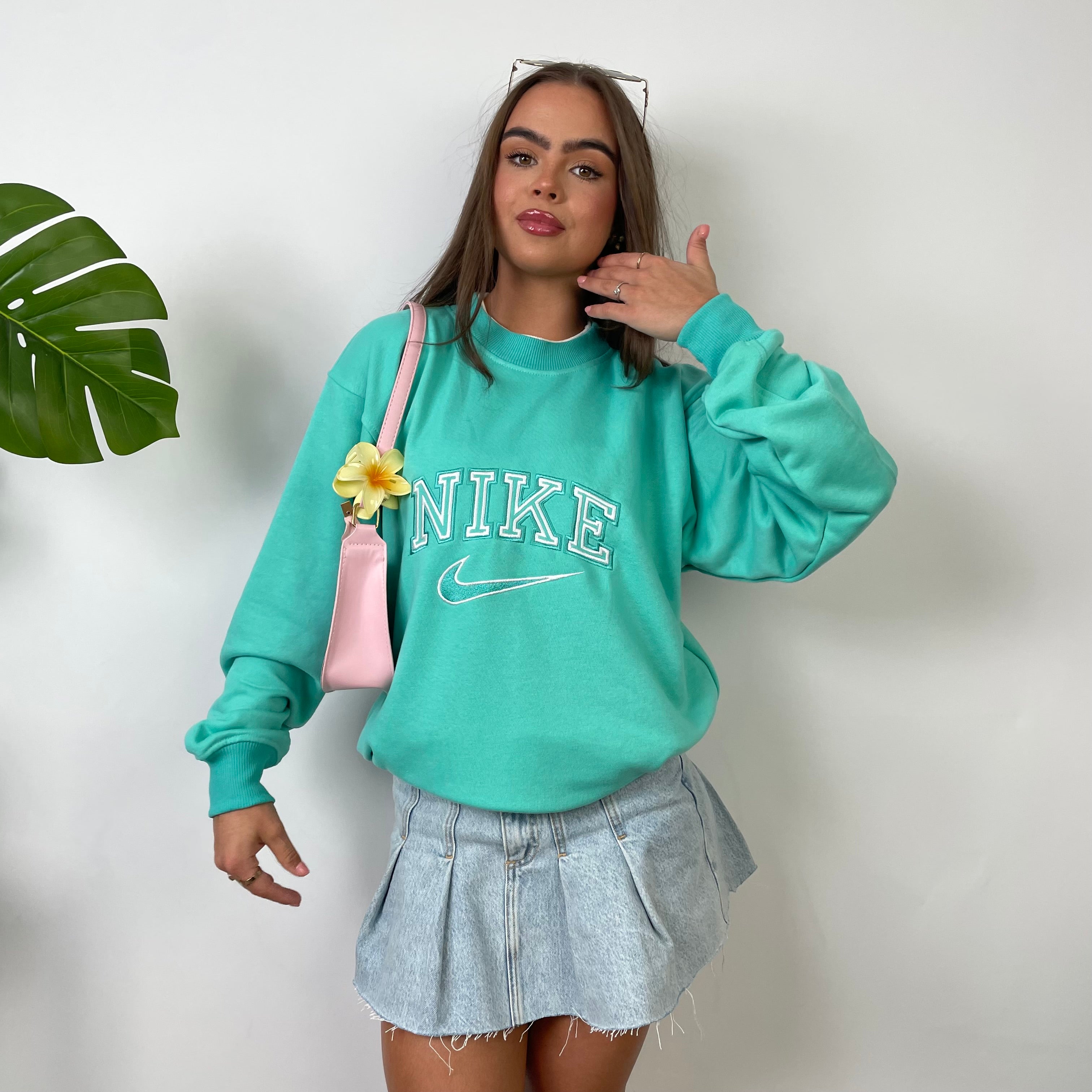 Nike Turquoise Embroidered Spell Out Sweatshirt (M)