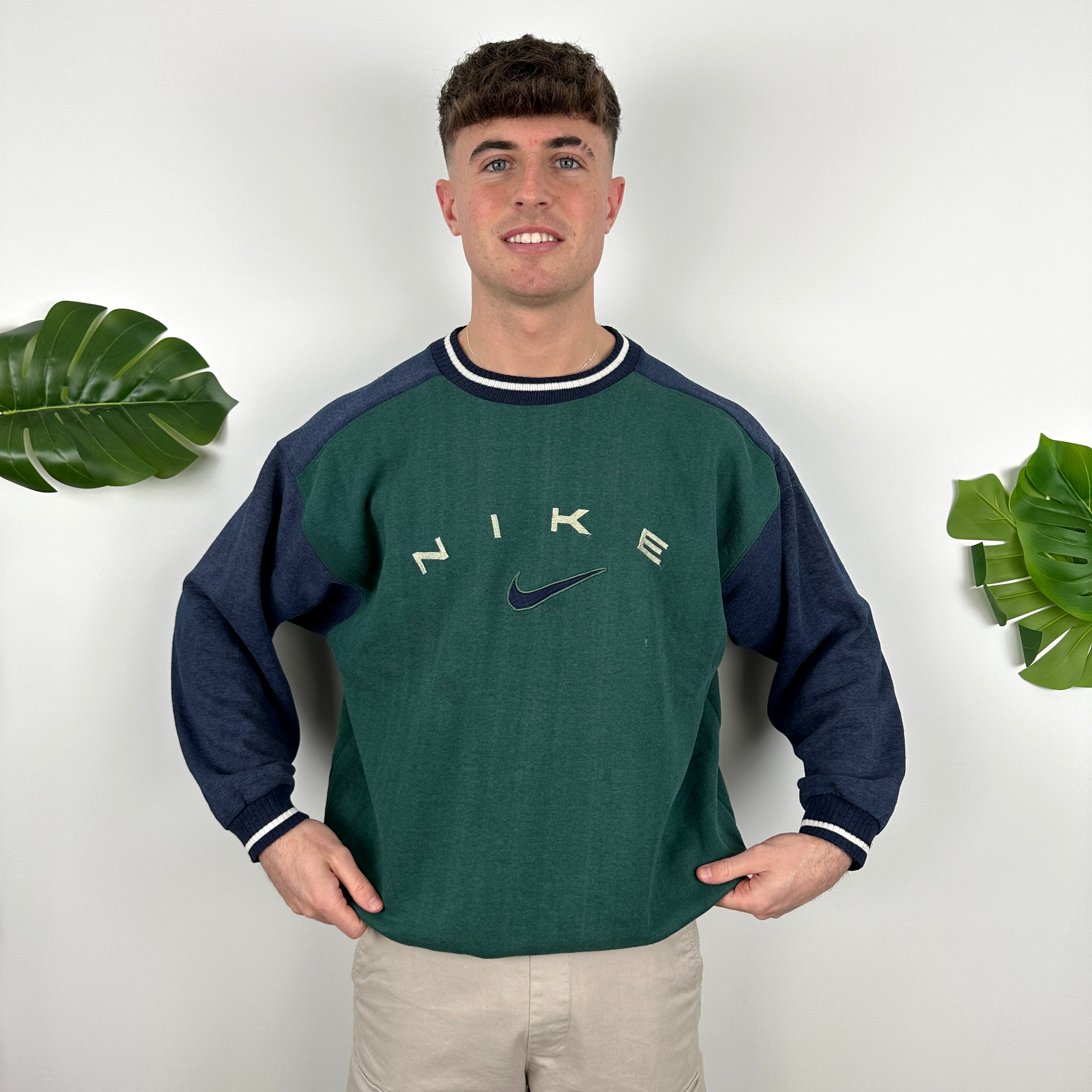 Nike RARE Green Embroidered Spell Out Sweatshirt (XL)