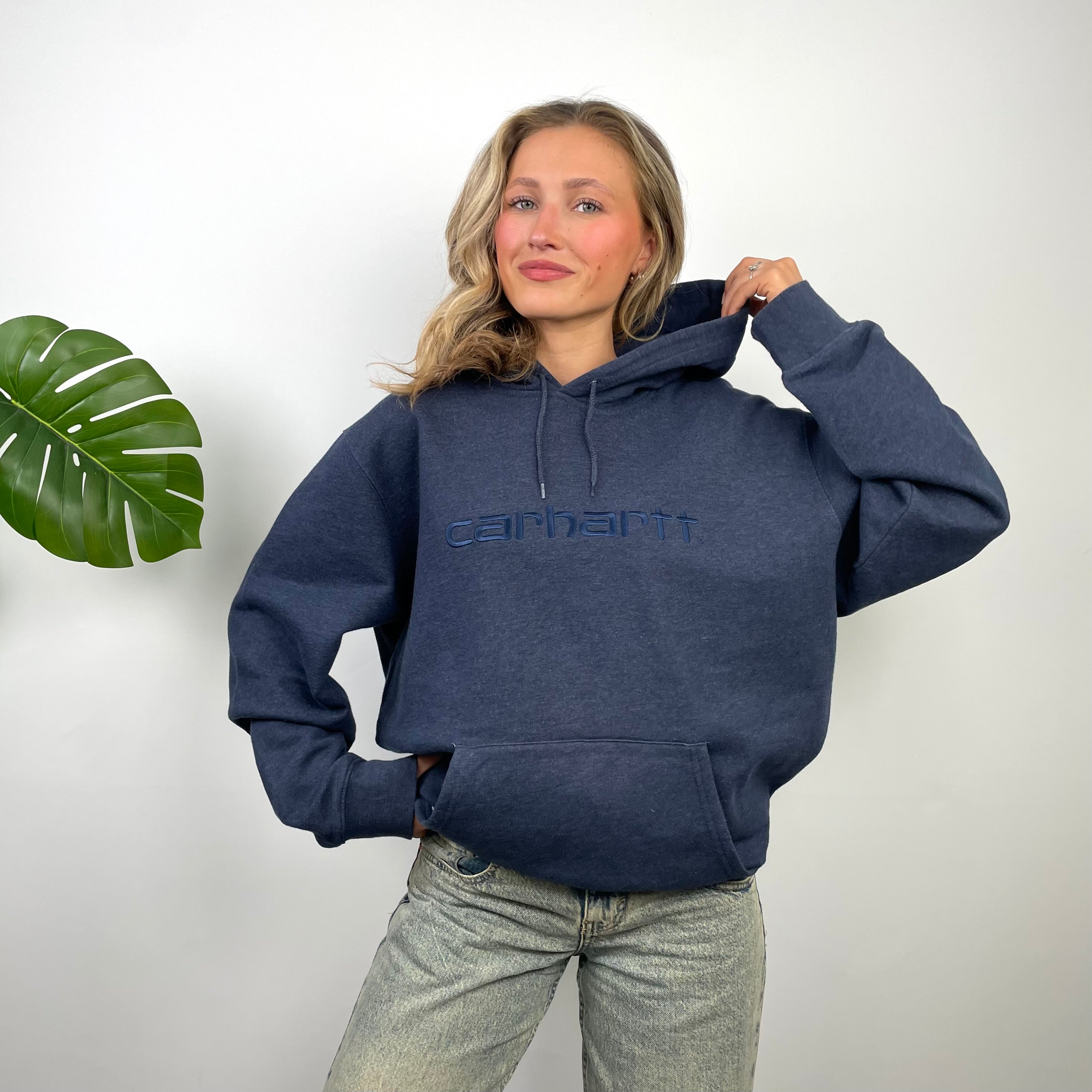 Carhartt Navy Embroidered Logo Hoodie (L)