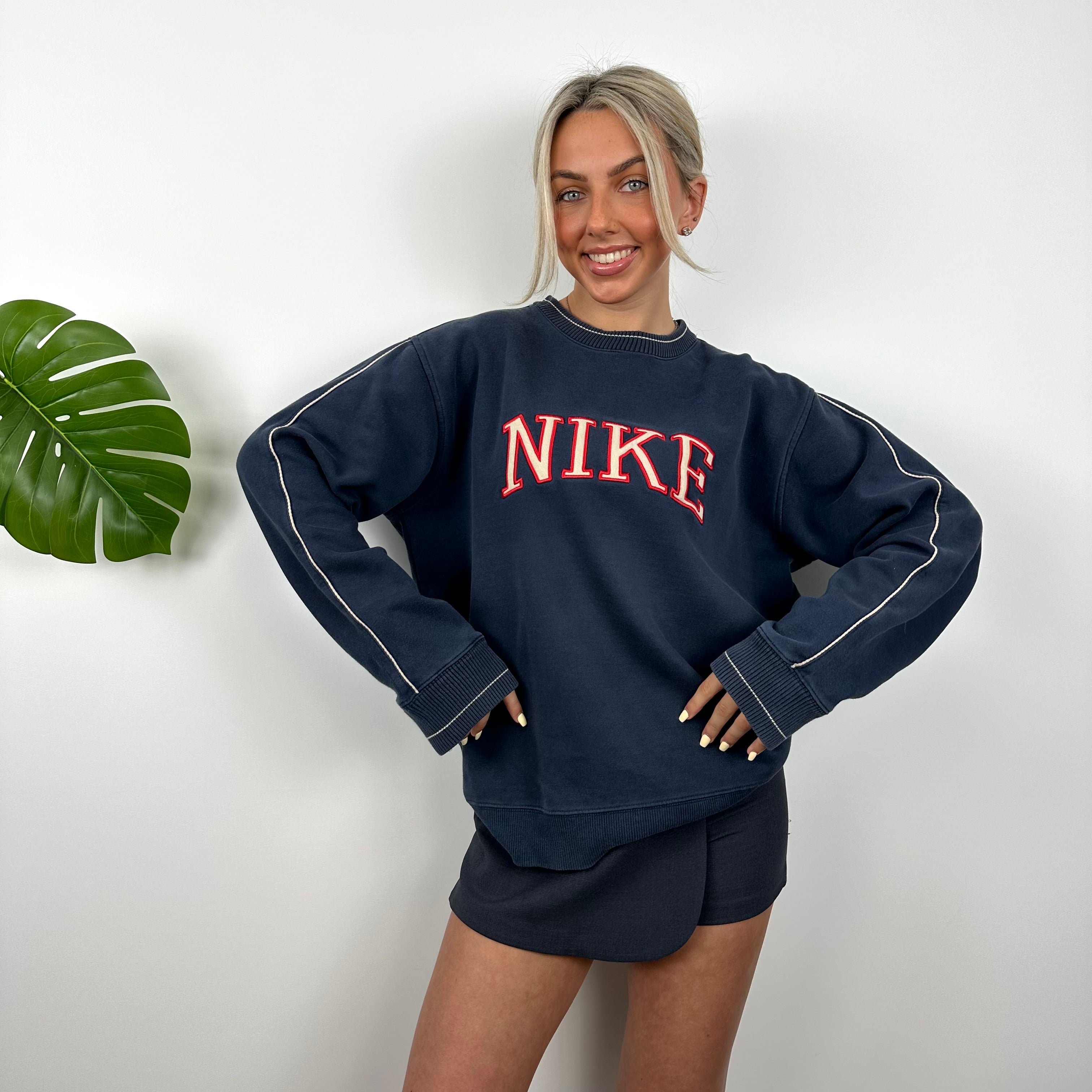 Nike Navy Embroidered Spell Out Sweatshirt (M)