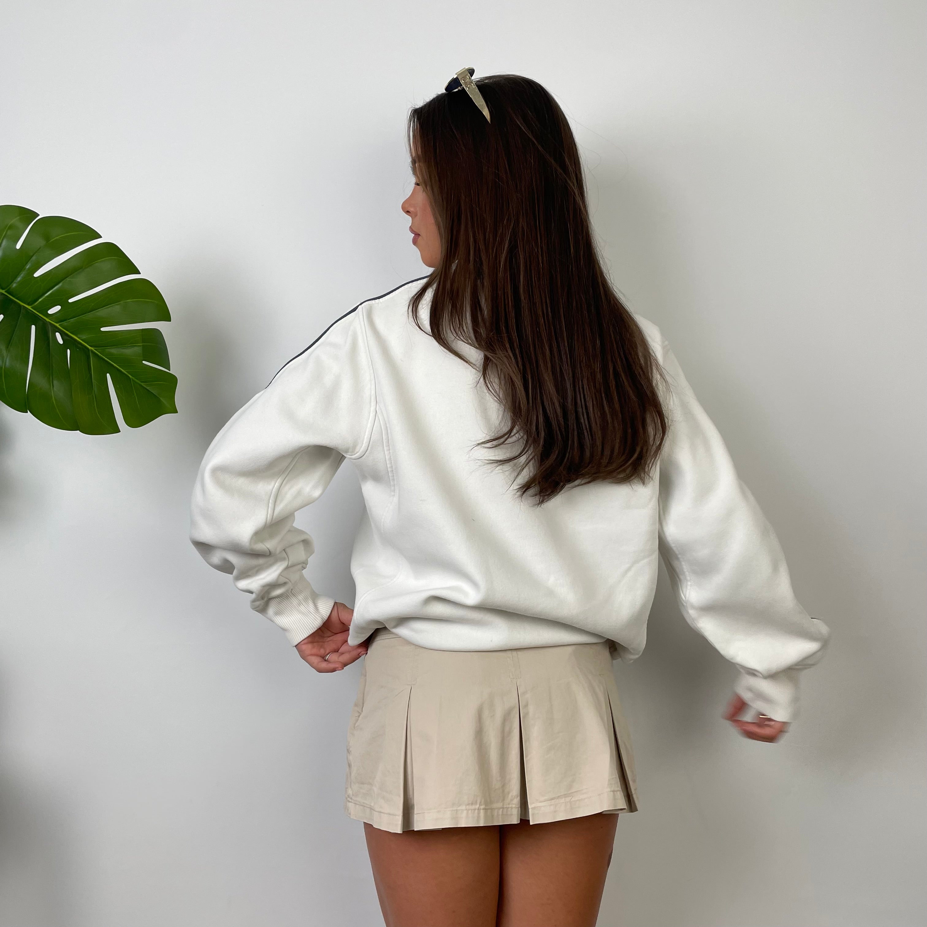 Nike White Embroidered Swoosh Sweatshirt (S)