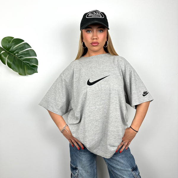 Nike Grey Embroidered Swoosh T Shirt (M)