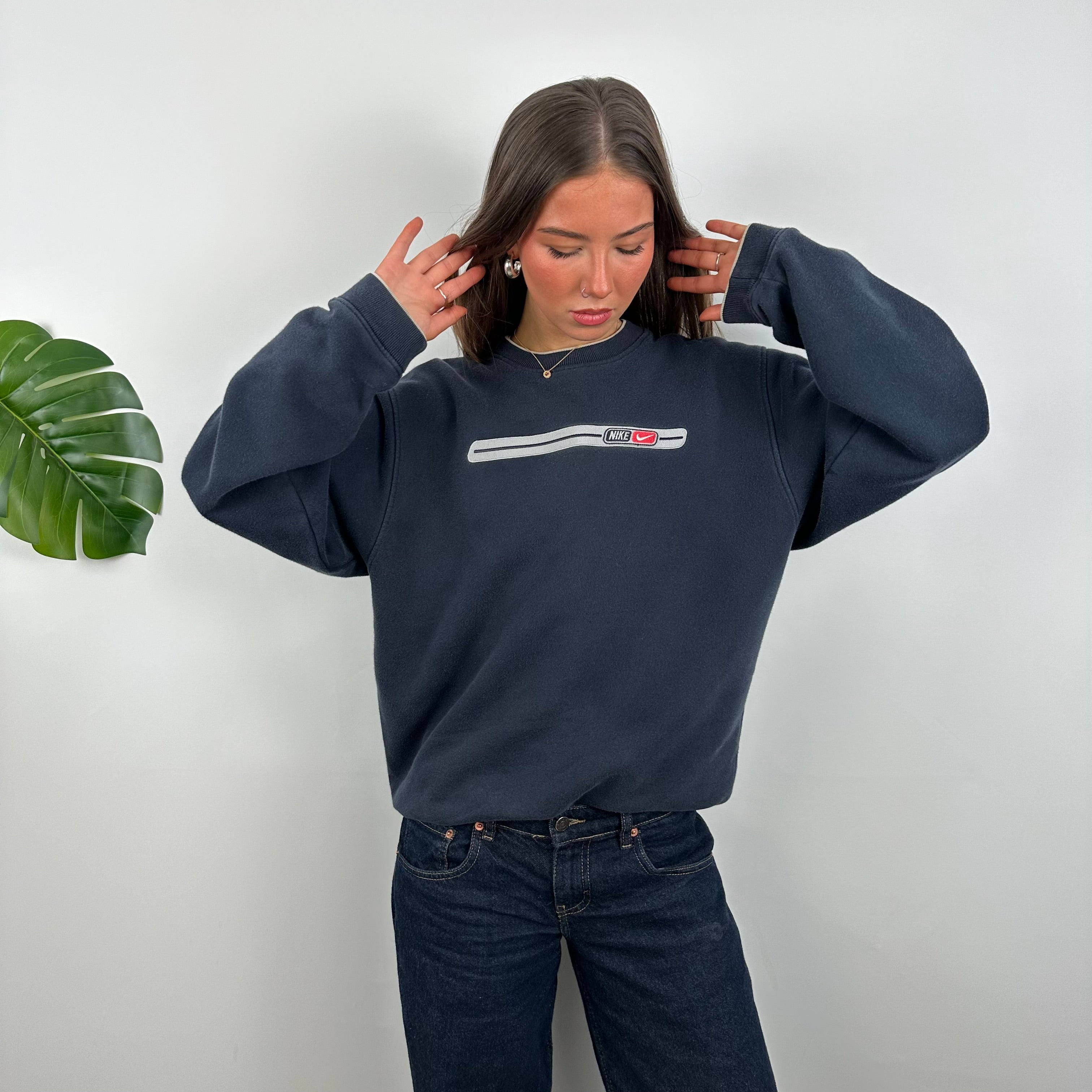 Nike Navy Embroidered Spell Out Sweatshirt (M)