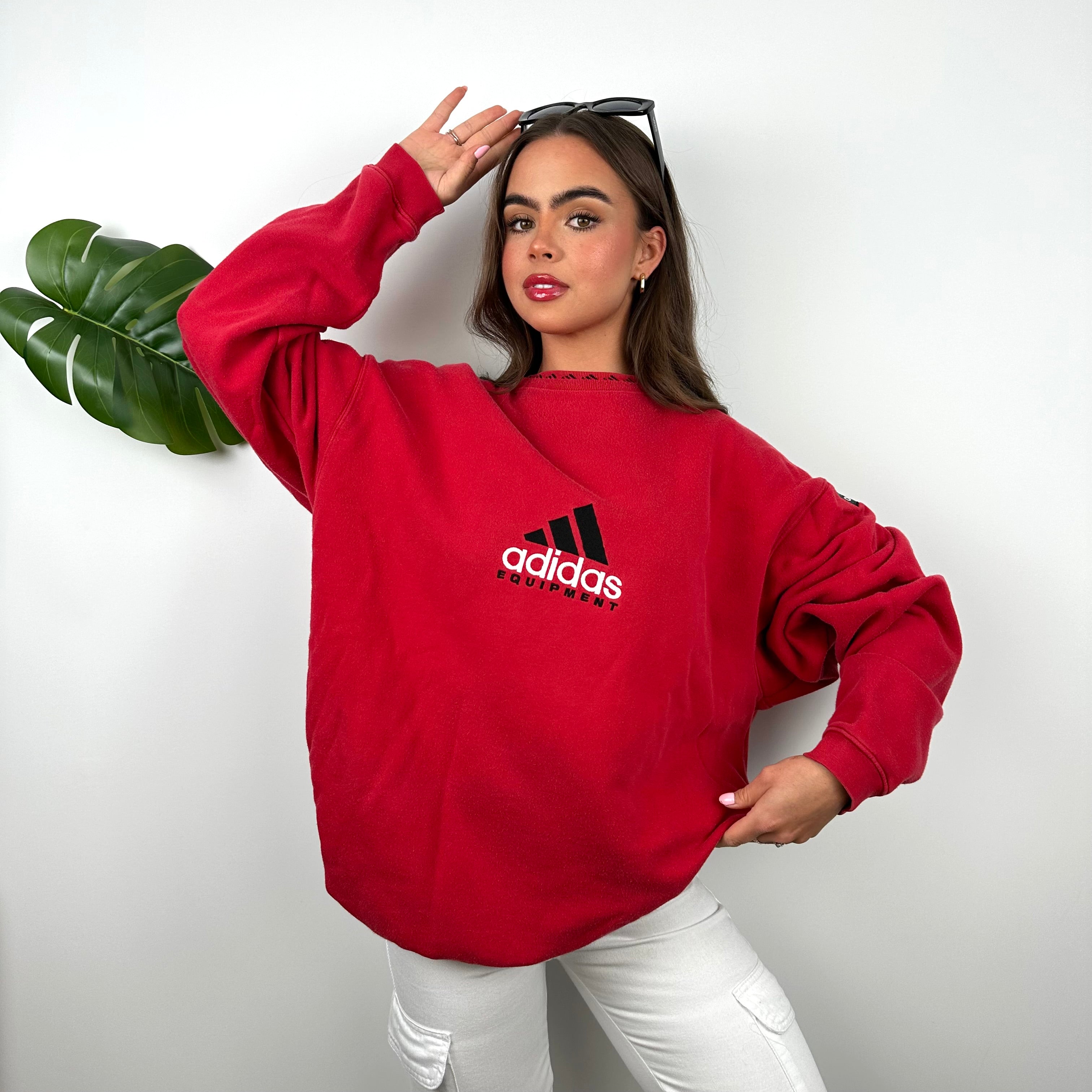 Adidas Equipment RARE Red Embroidered Spell Out Sweatshirt (L)