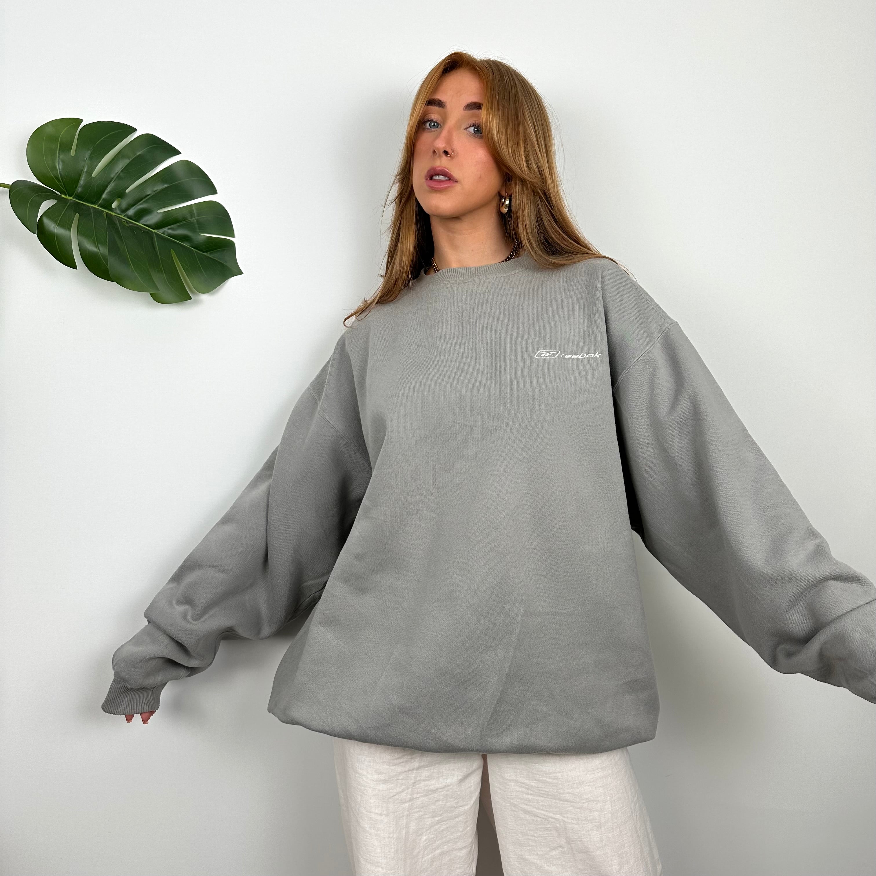 Reebok Grey Embroidered Spell Out Sweatshirt (L)