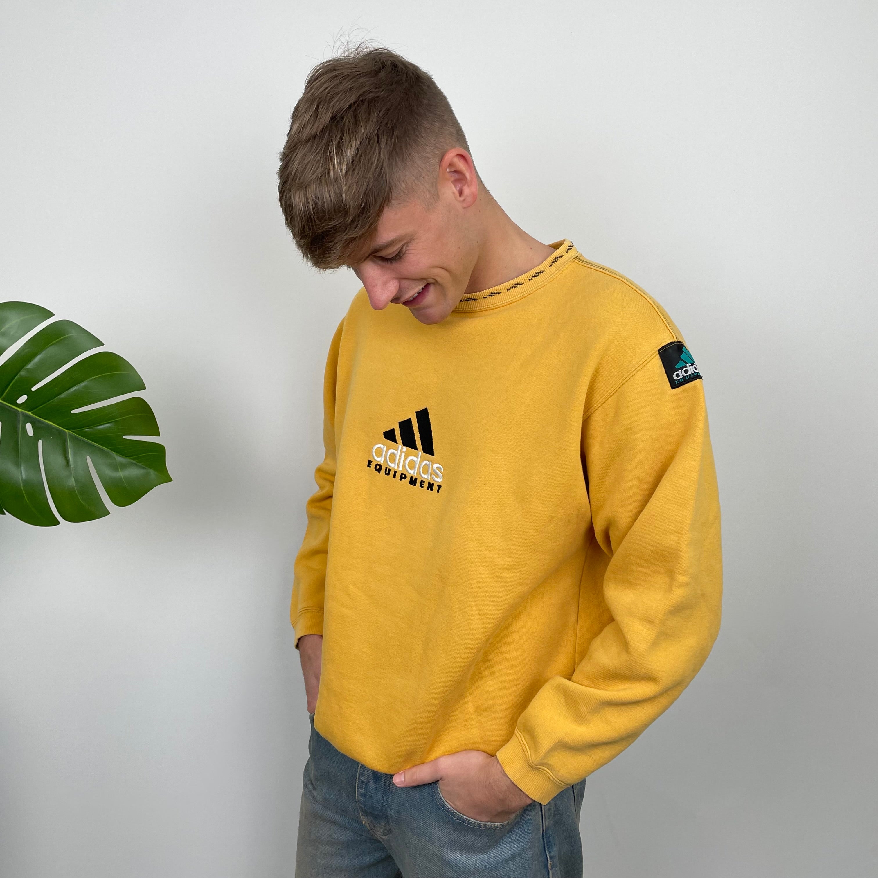 Adidas Equipment Yellow Embroidered Spell Out Sweatshirt (M)