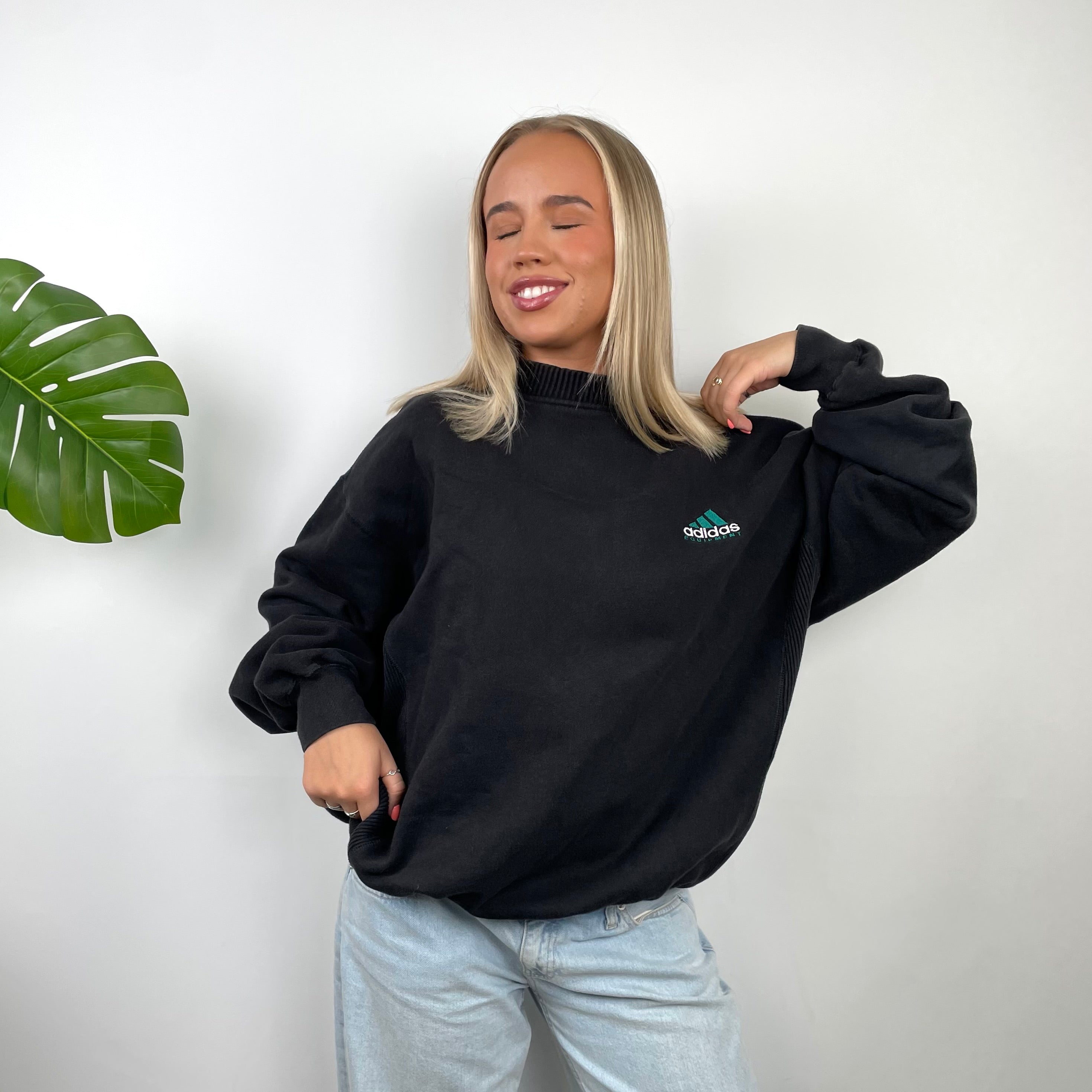 Adidas Equipment Black Embroidered Spell Out Sweatshirt (L)
