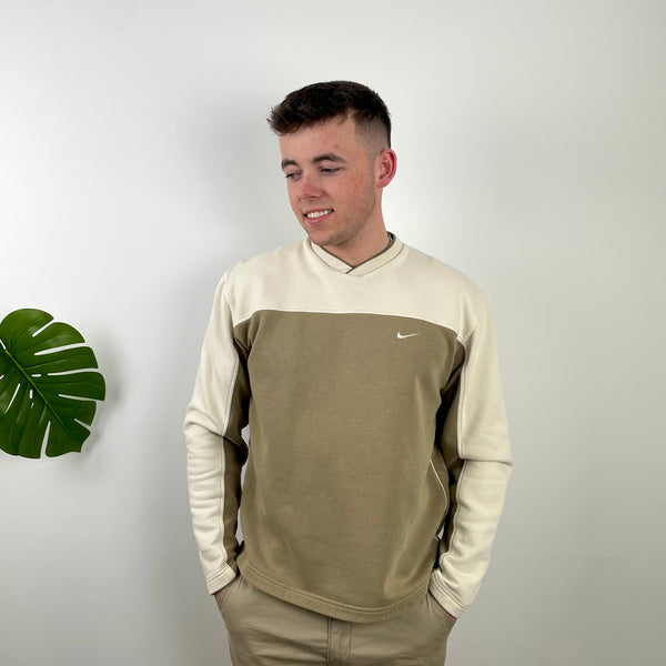 Nike Cream & Coffee Embroidered Swoosh Sweatshirt (M)