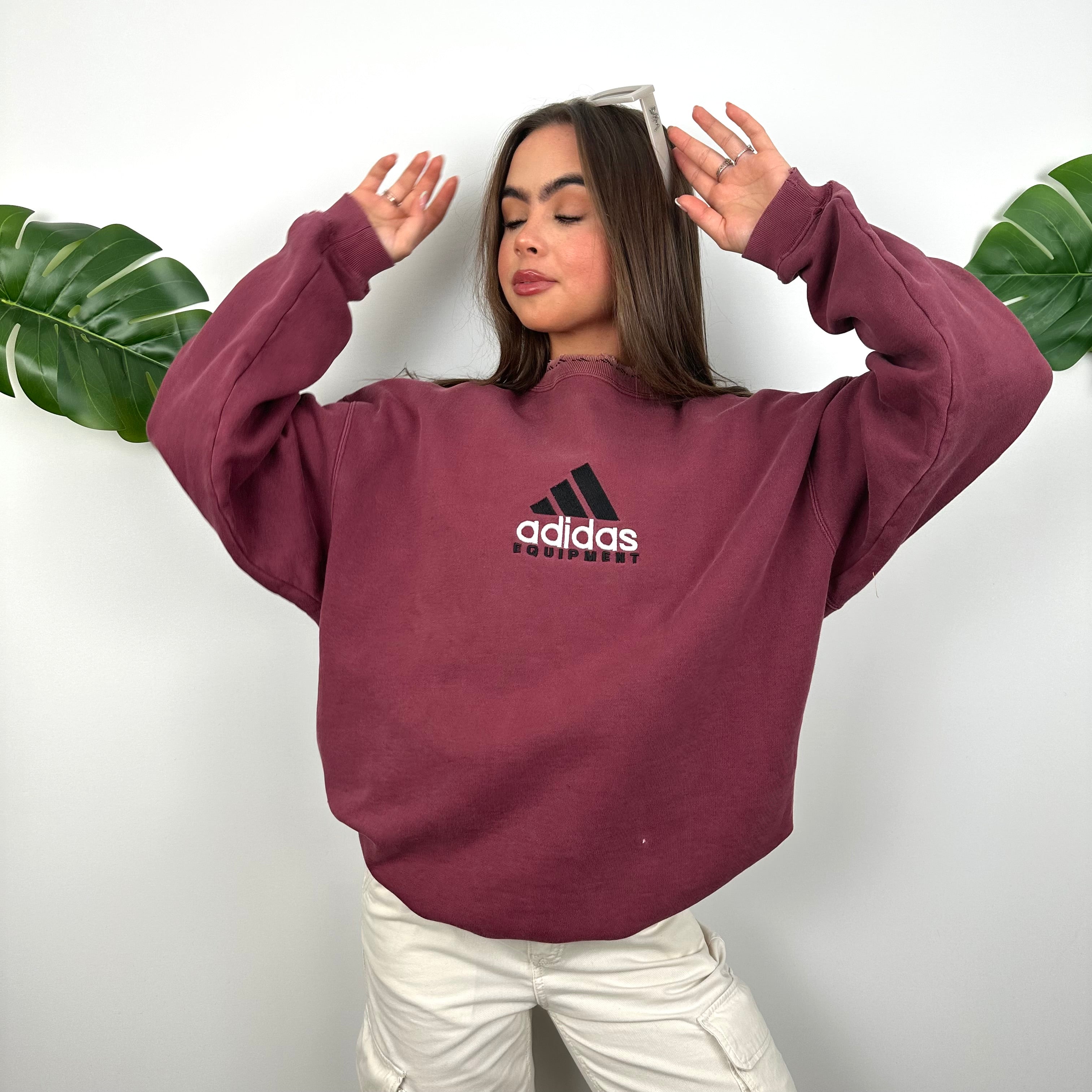 Adidas Equipment Maroon Embroidered Spell Out Sweatshirt (L)