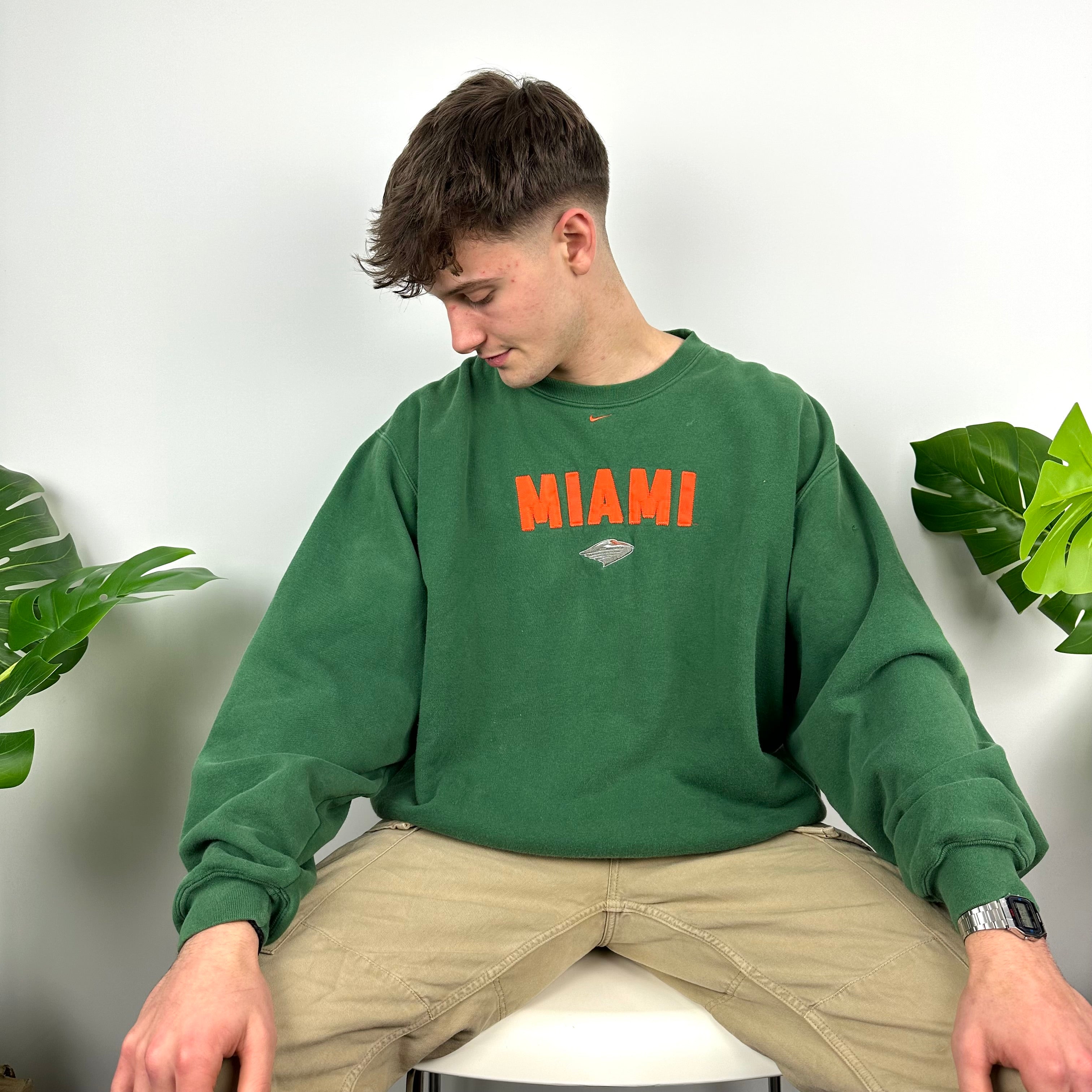 Nike X Miami Green Embroidered Spell Out Sweatshirt (XL)