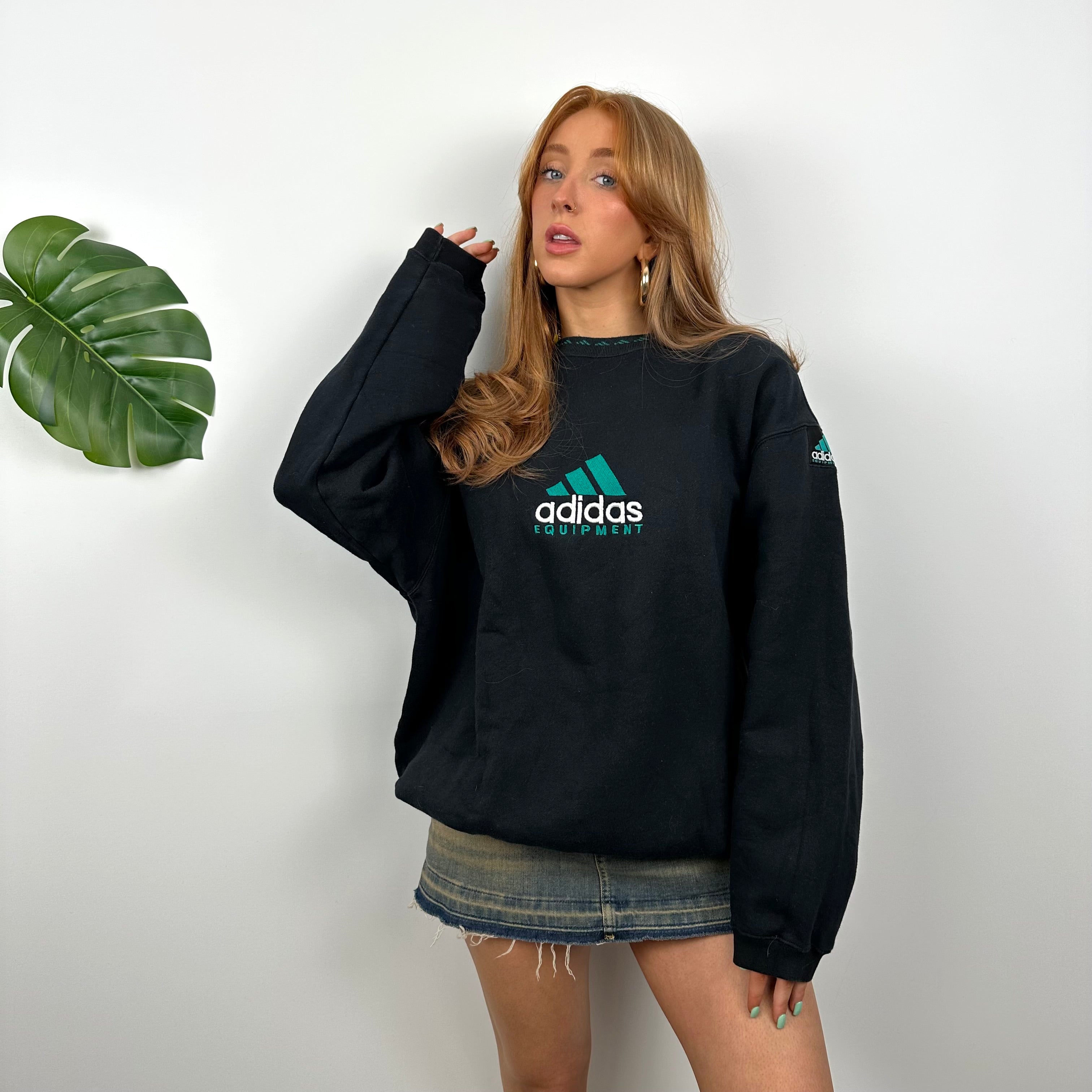 Adidas Equipment Black Embroidered Spell Out Sweatshirt (M)