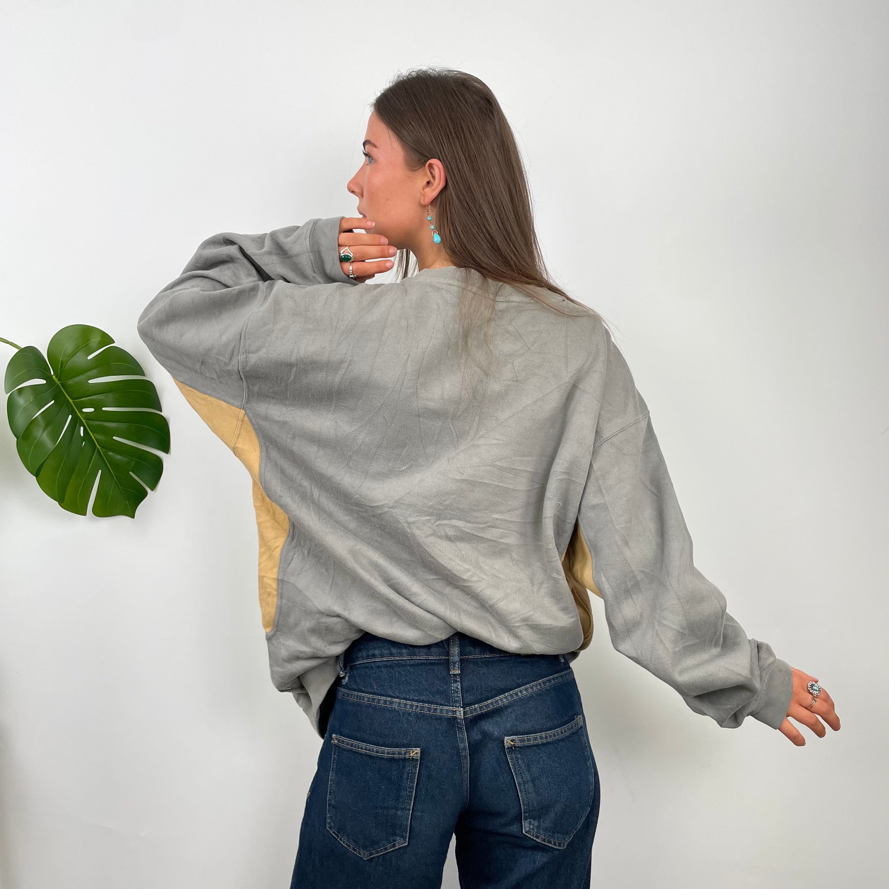 Reebok Authentic Grey Embroidered Spell Out Sweatshirt (XL)