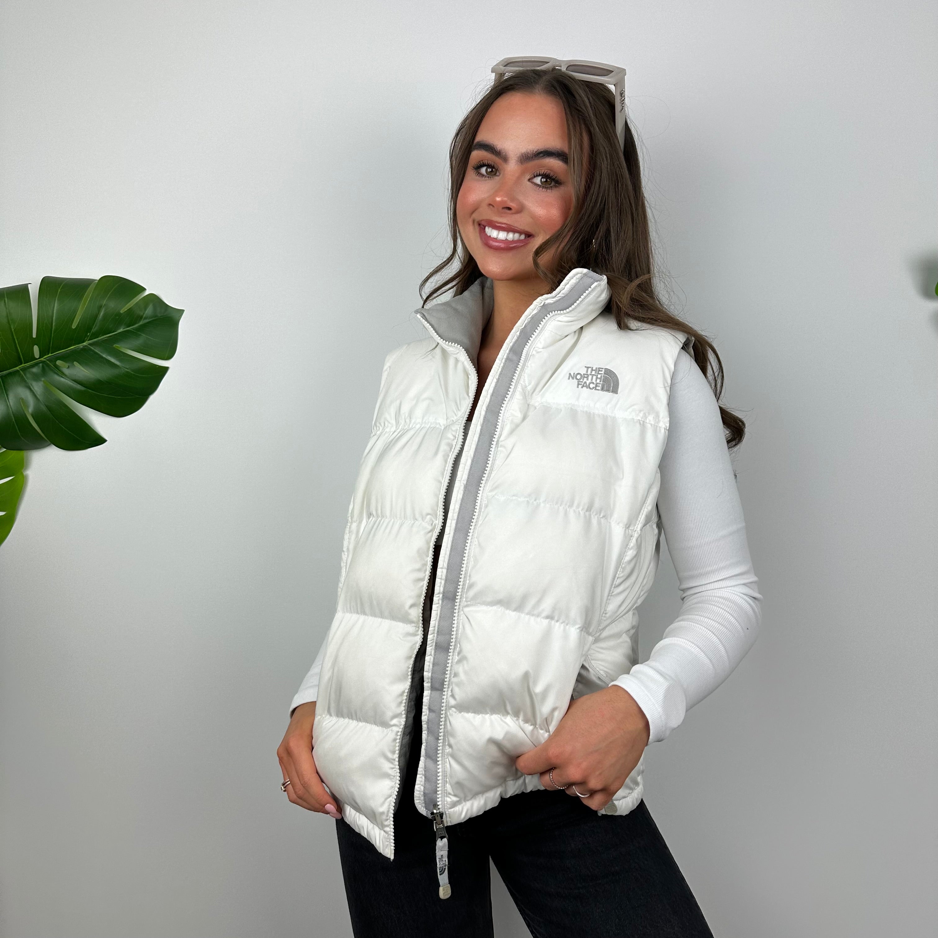 The North Face White Nuptse 700 Puffer Gilet (M)