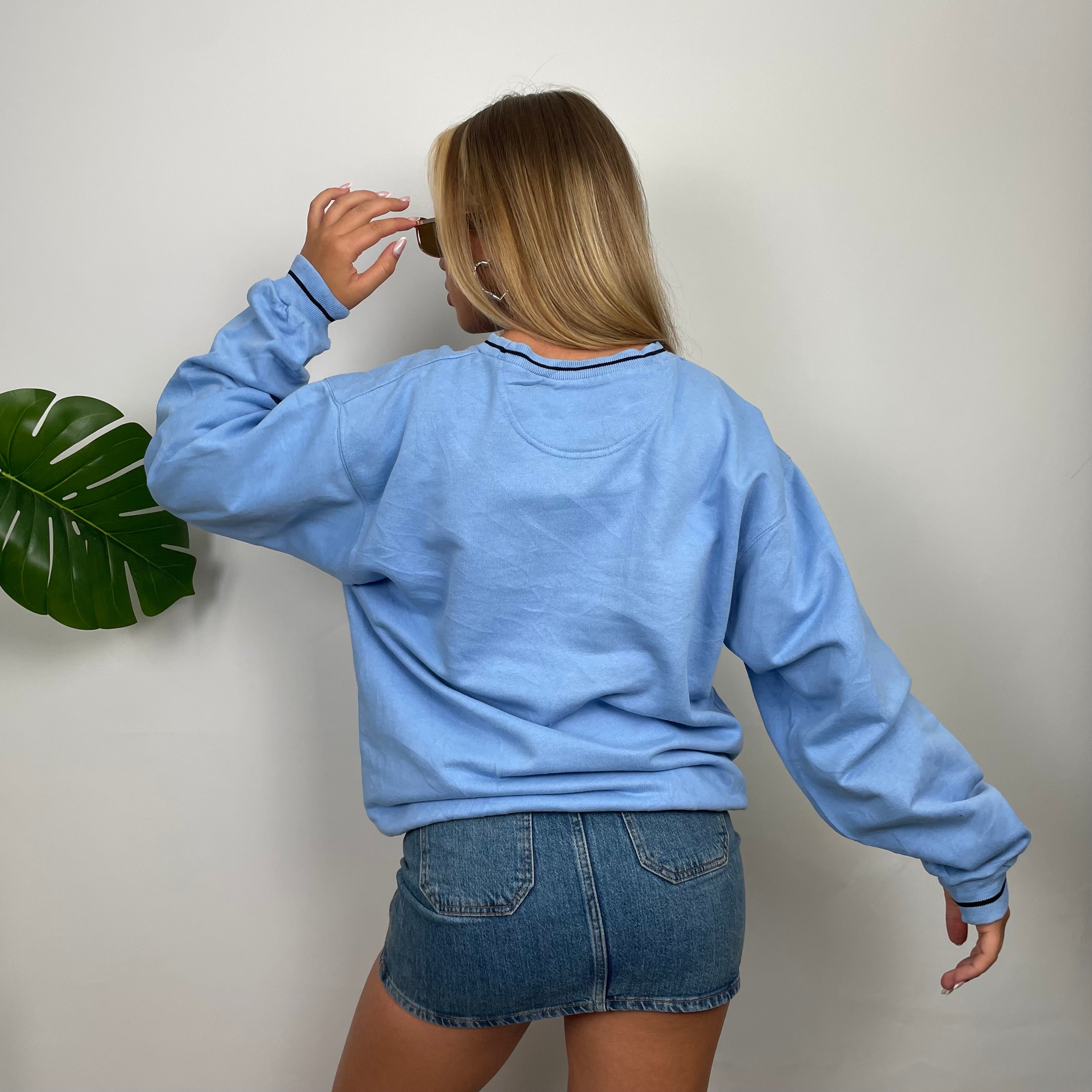 Champion Baby Blue Embroidered Spell Out Sweatshirt (M)