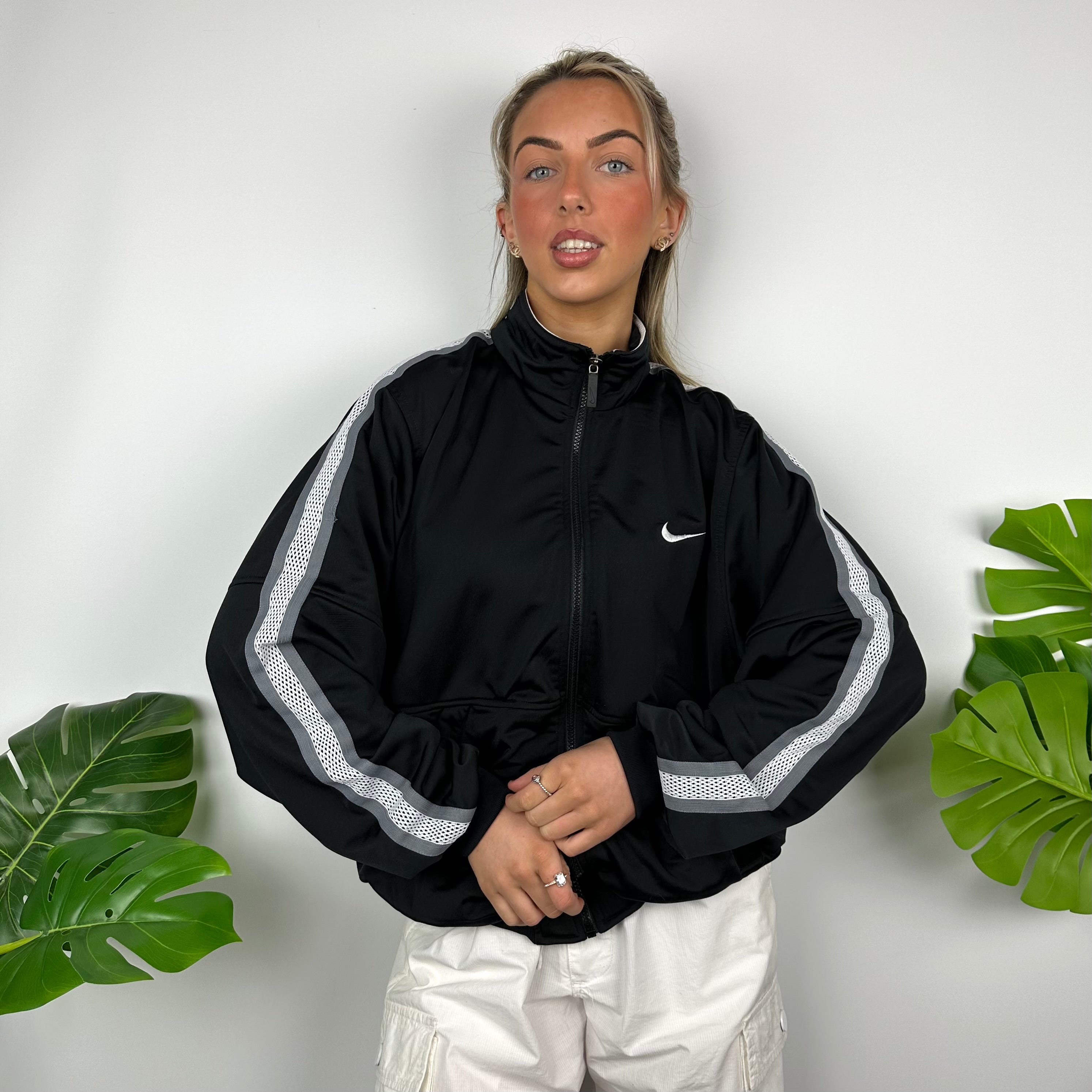 Nike Black Embroidered Swoosh Zip Up Track Jacket (M)