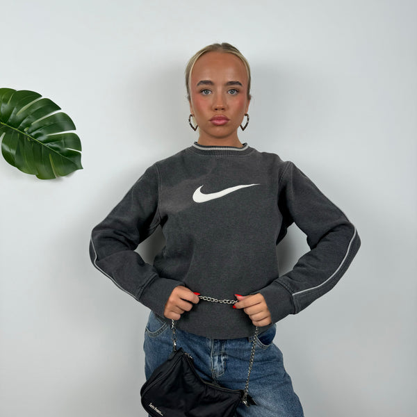 Nike Grey Embroidered Swoosh Sweatshirt (S)