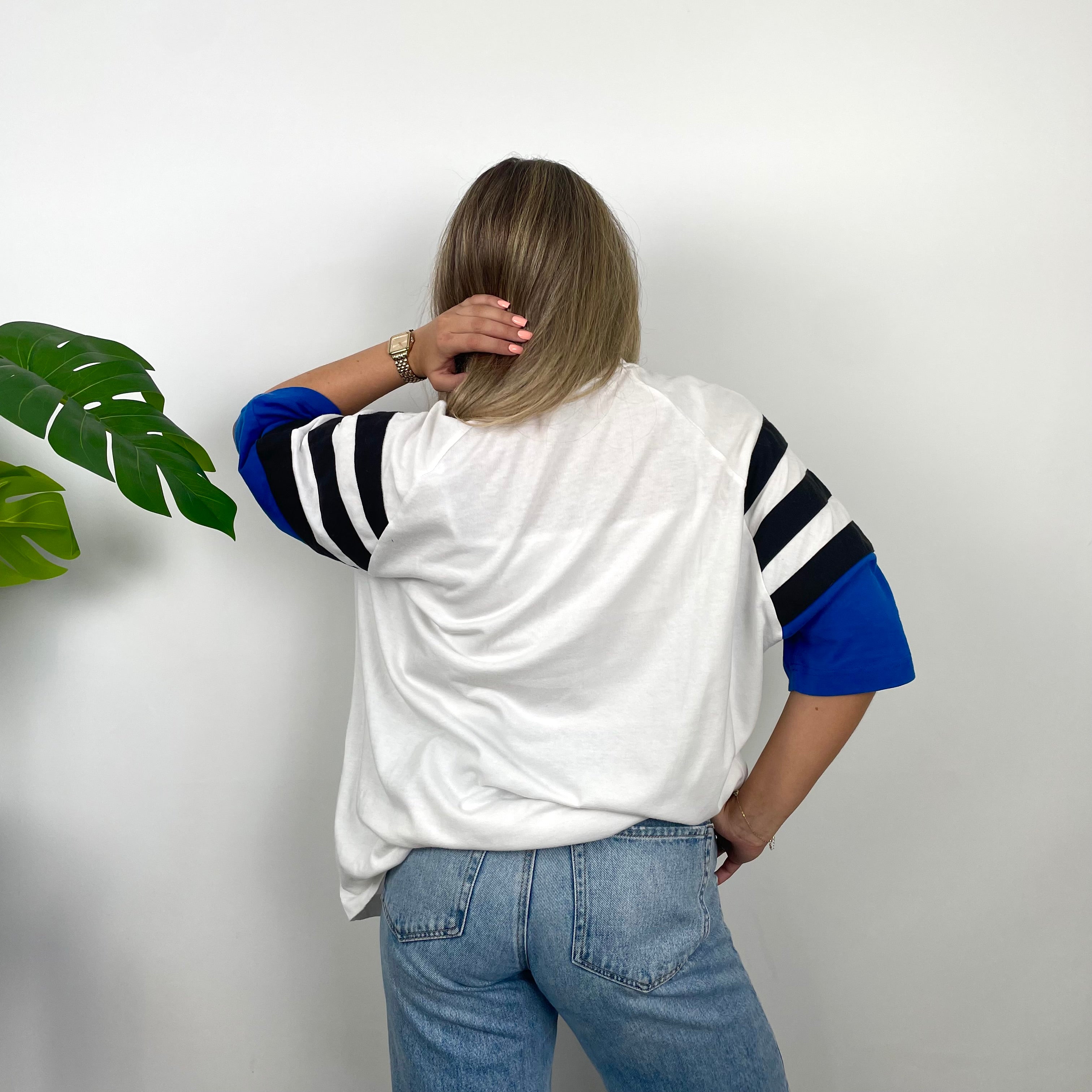 Adidas White Embroidered Spell Out T Shirt (L)