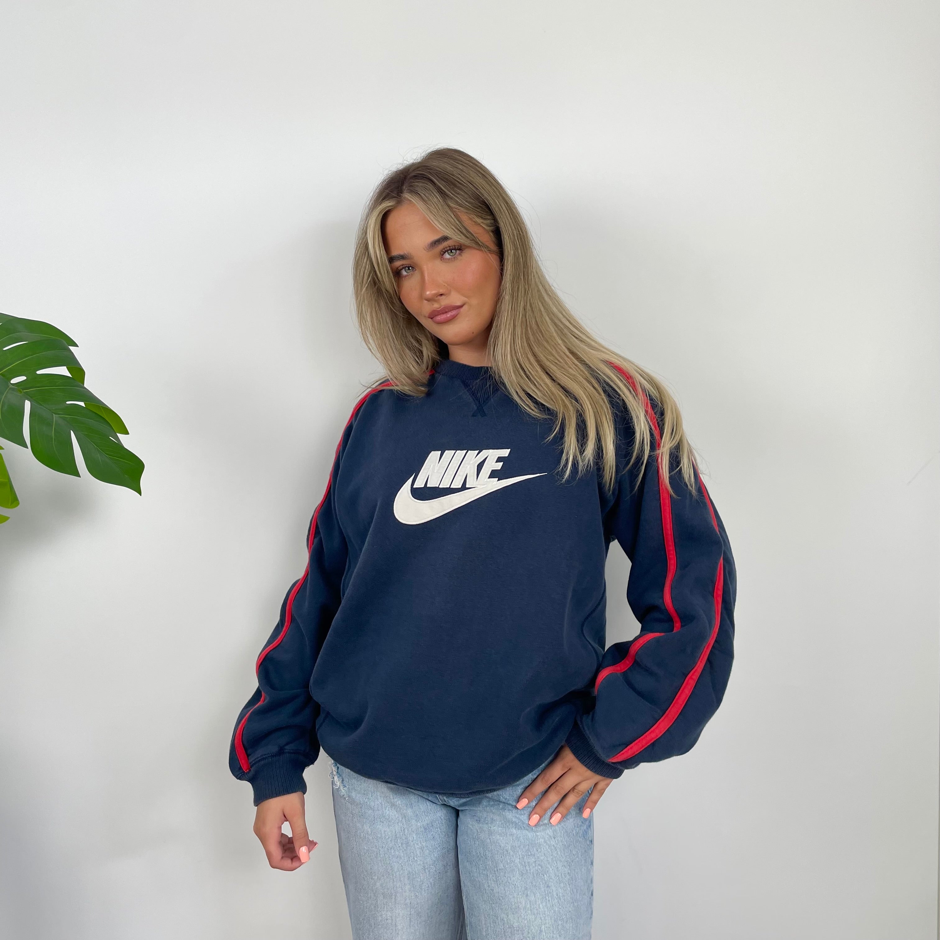 Nike Navy Embroidered Swoosh Sweatshirt (L)