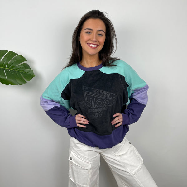 Adidas Embroidered Spell Out Colour Block Sweatshirt (M)