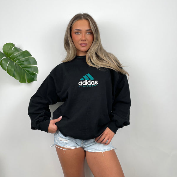 Adidas Equipment Black Embroidered Spell Out Sweatshirt (M)