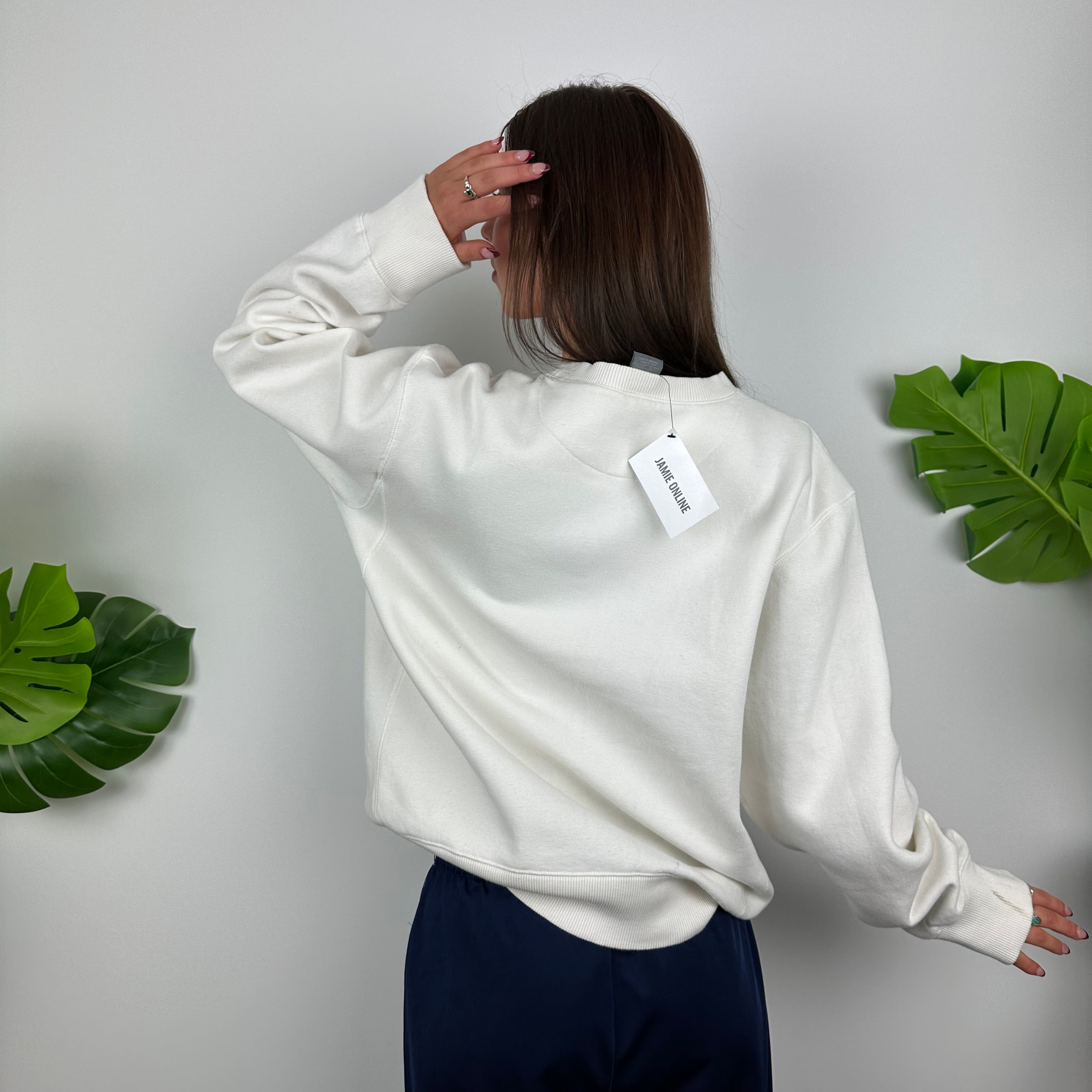 Nike White Embroidered Swoosh Sweatshirt (L)