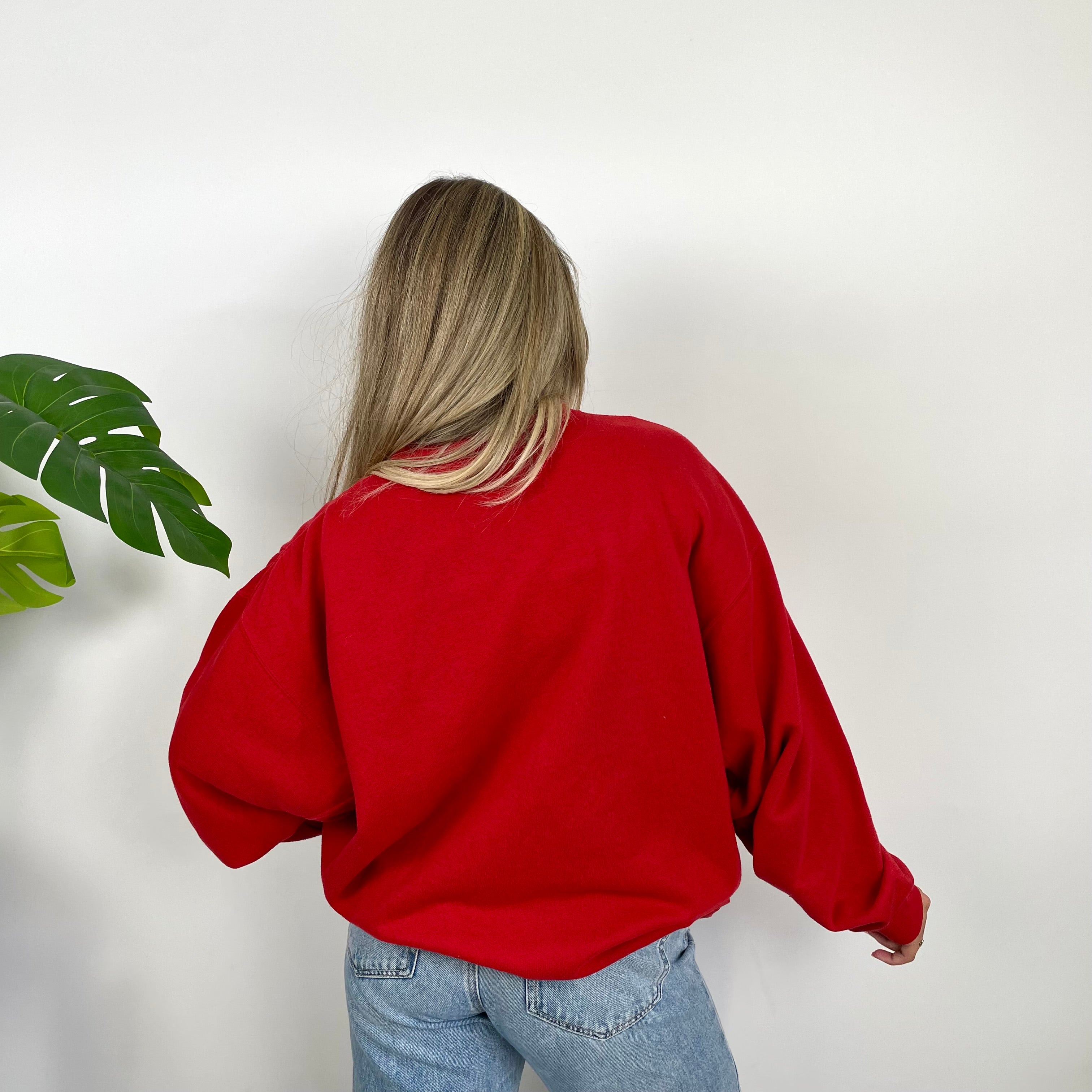 Timberland Red Embroidered Spell Out Sweatshirt (L)