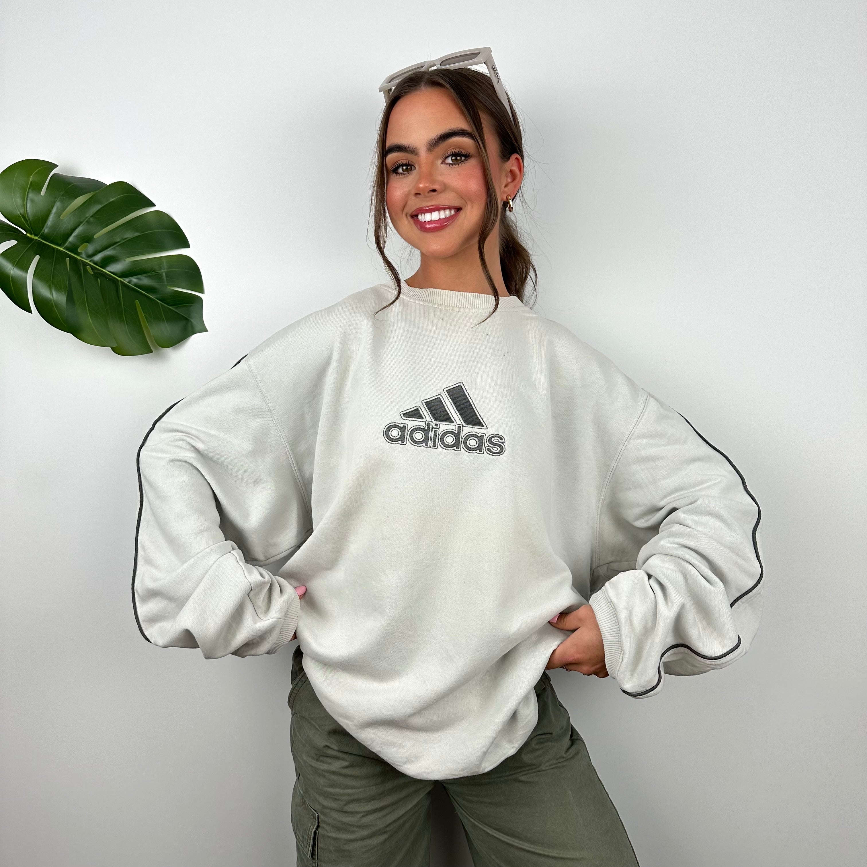 Adidas Grey Embroidered Spell Out Sweatshirt (M)