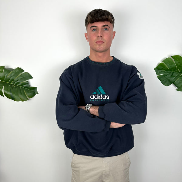 Adidas Equipment Navy Embroidered Spell Out Sweatshirt (M)