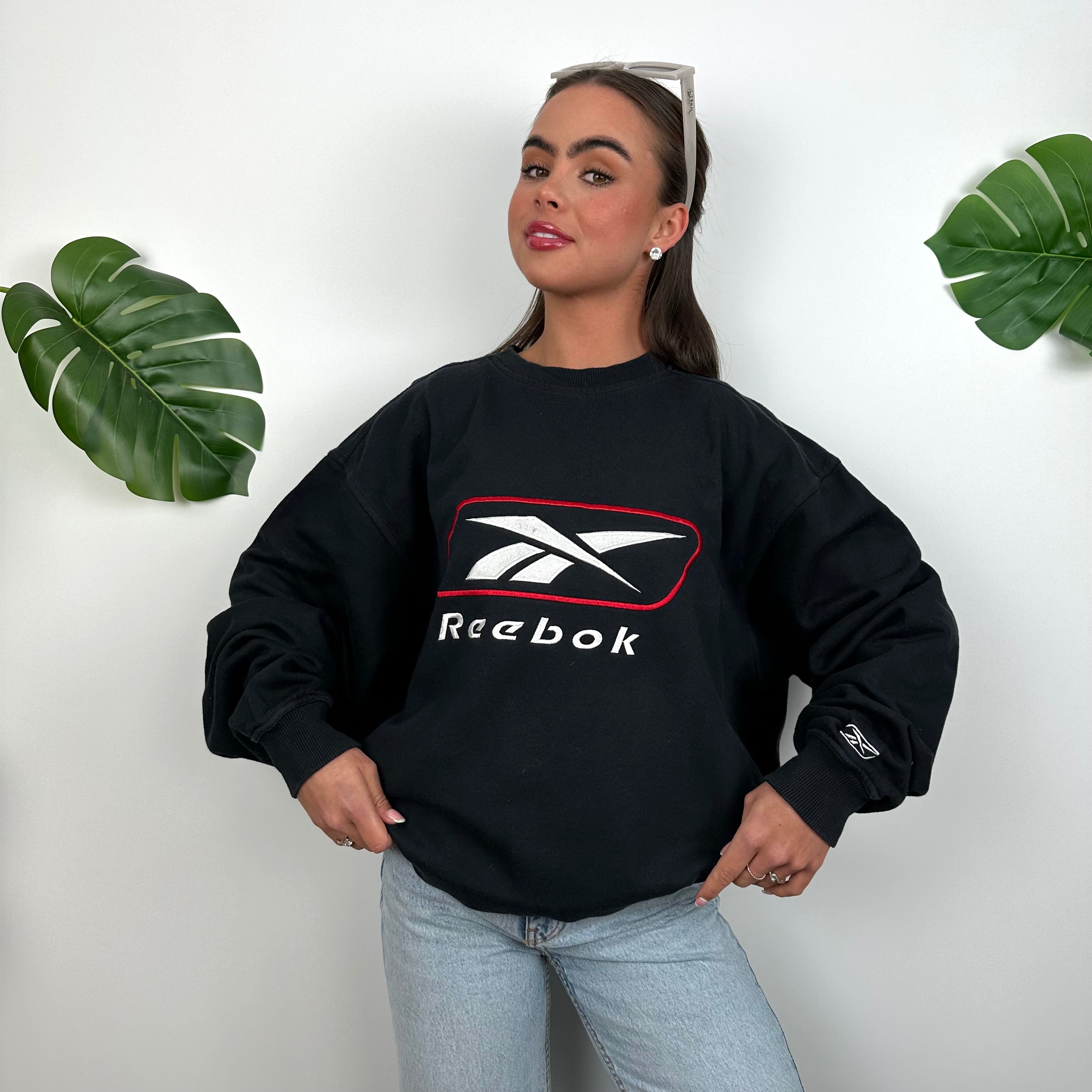 Reebok Navy Embroidered Spell Out Sweatshirt (XL)